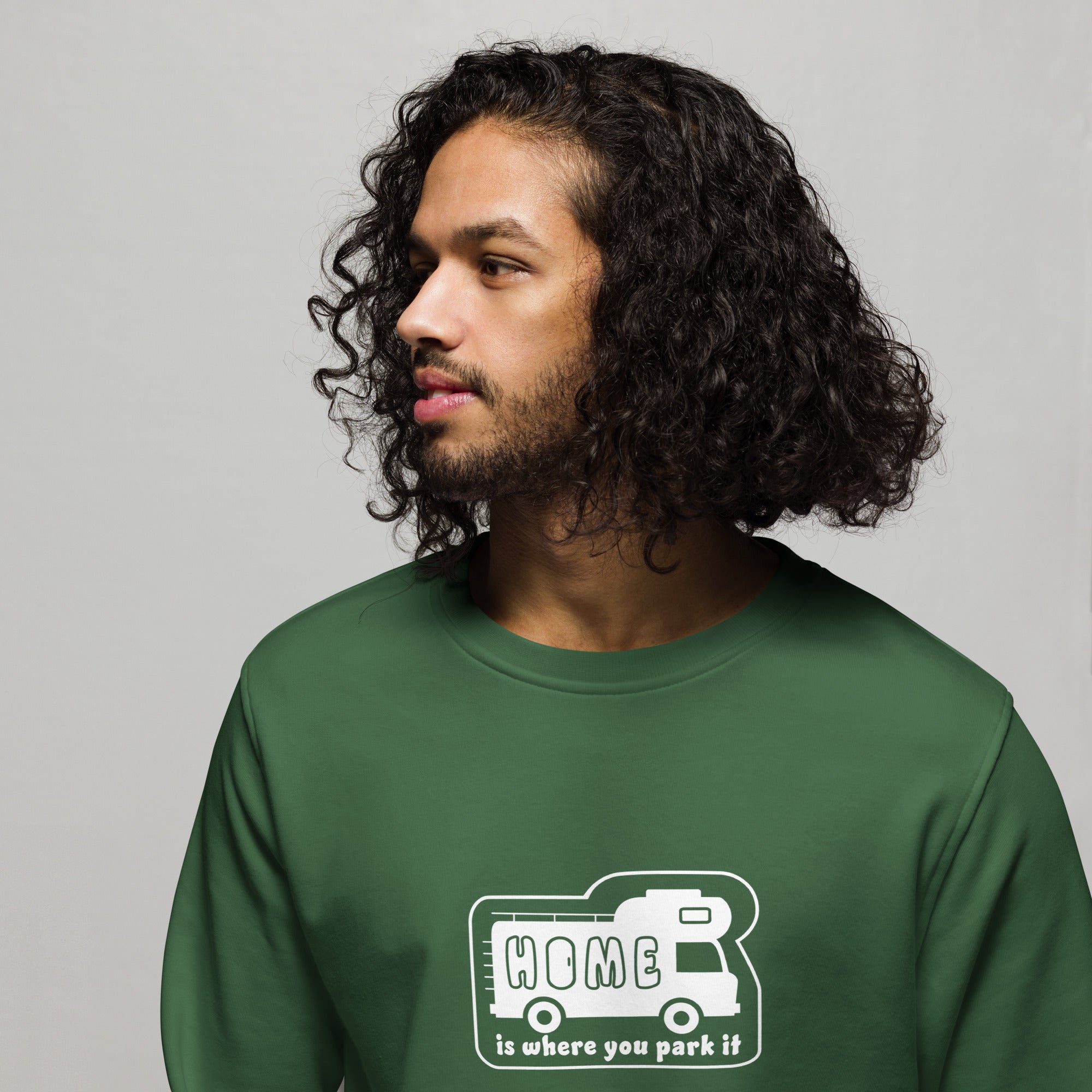Unisex organic sweatshirt White Camper Van Home is where you park it