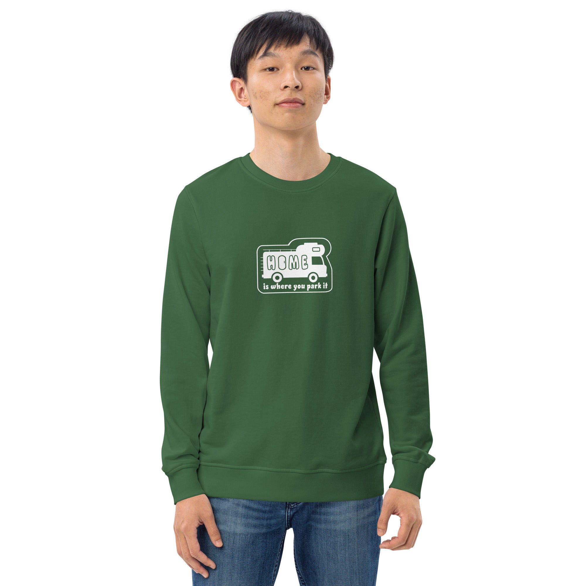 Unisex organic sweatshirt White Camper Van Home is where you park it