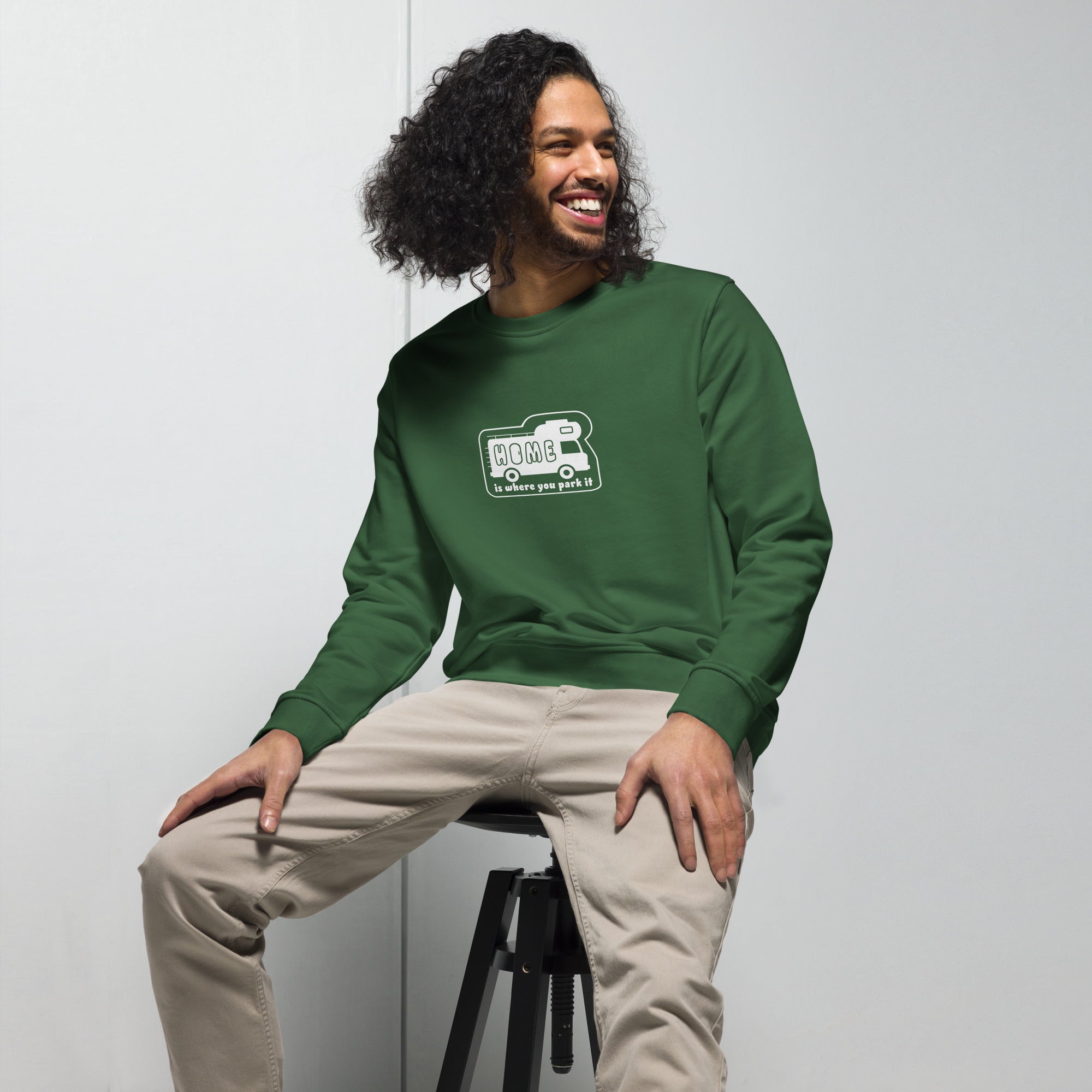 Unisex organic sweatshirt White Camper Van Home is where you park it