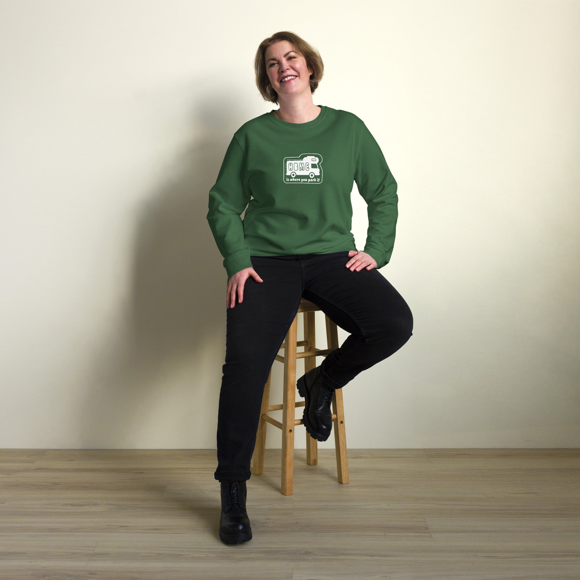 Unisex organic sweatshirt White Camper Van Home is where you park it