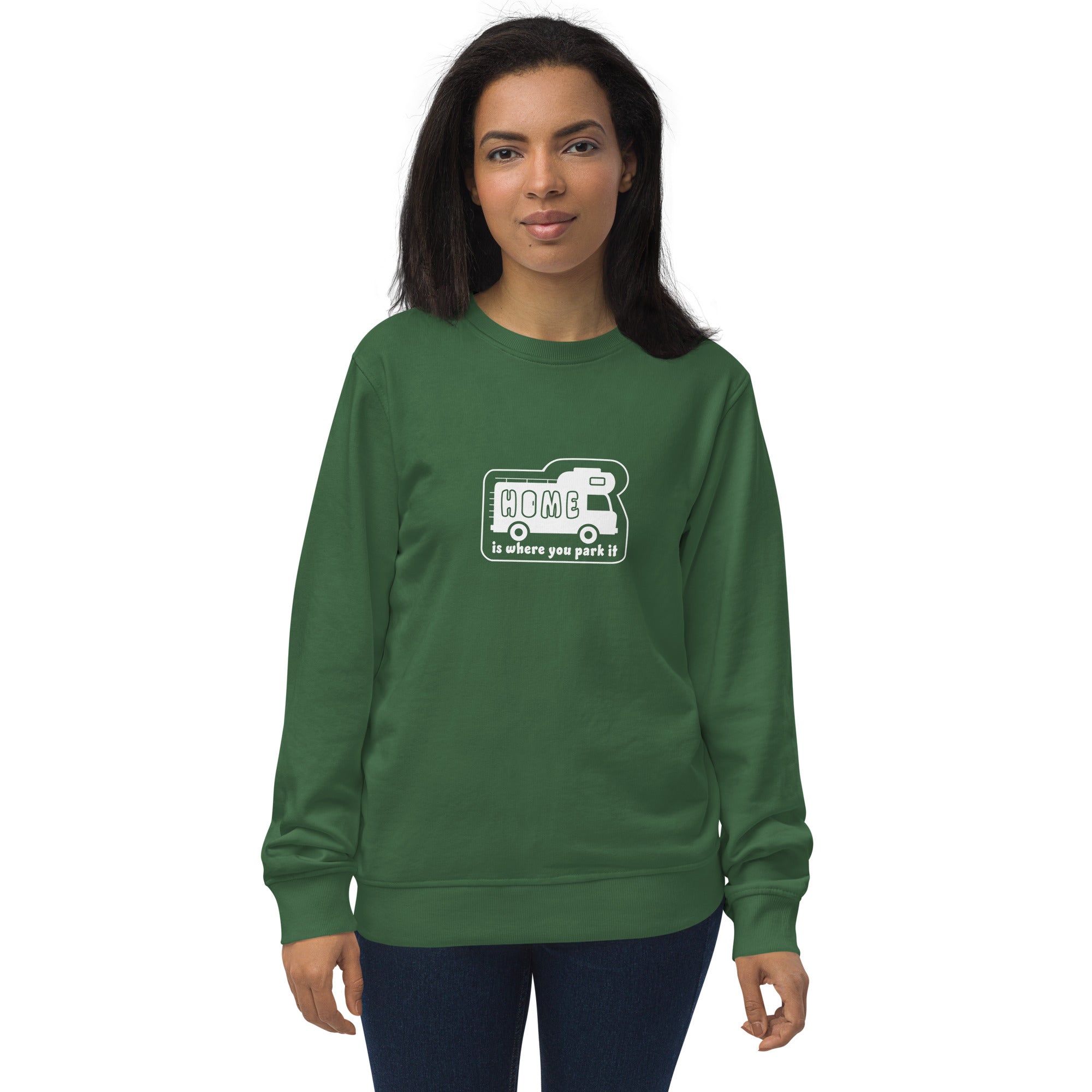 Unisex organic sweatshirt White Camper Van Home is where you park it