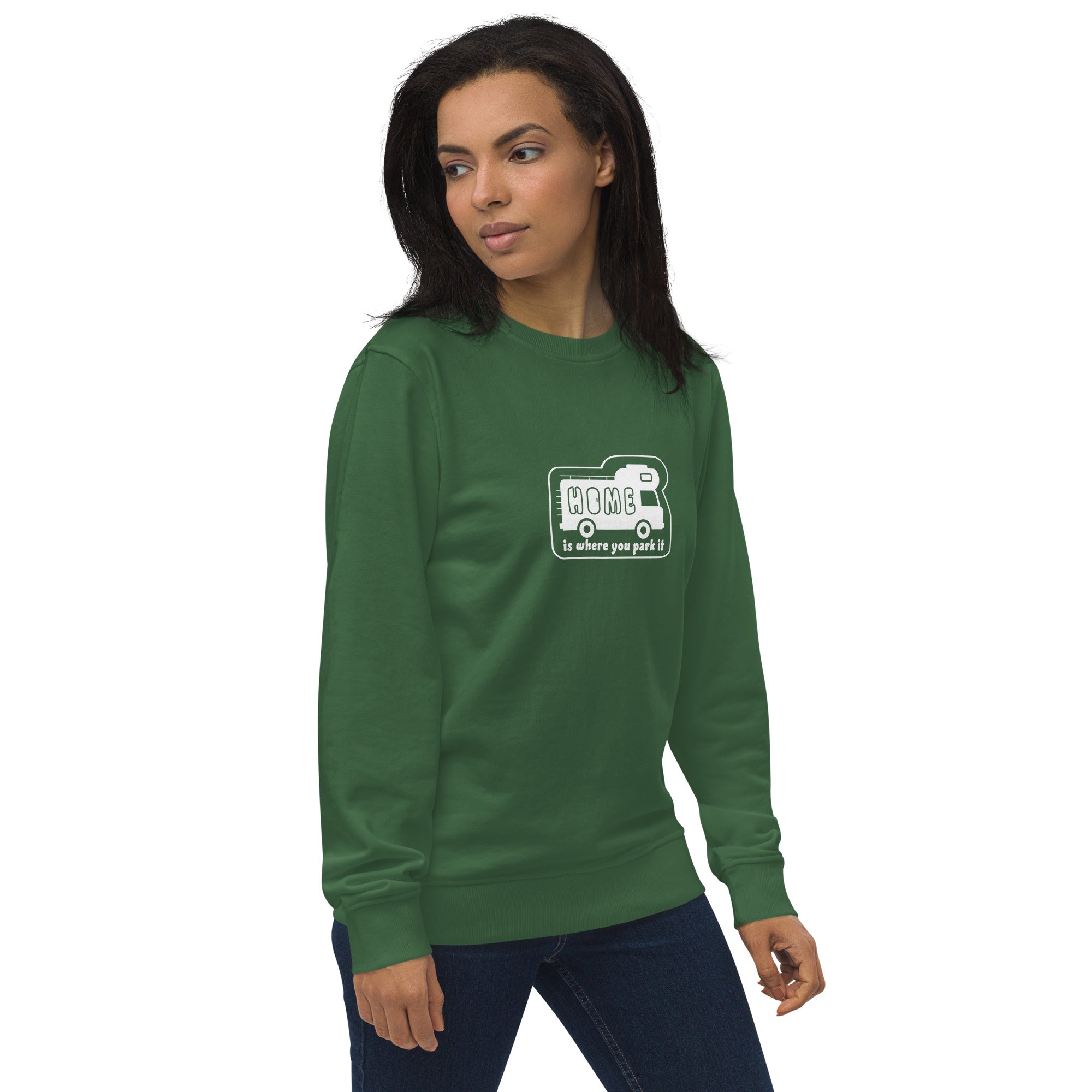 Unisex organic sweatshirt White Camper Van Home is where you park it