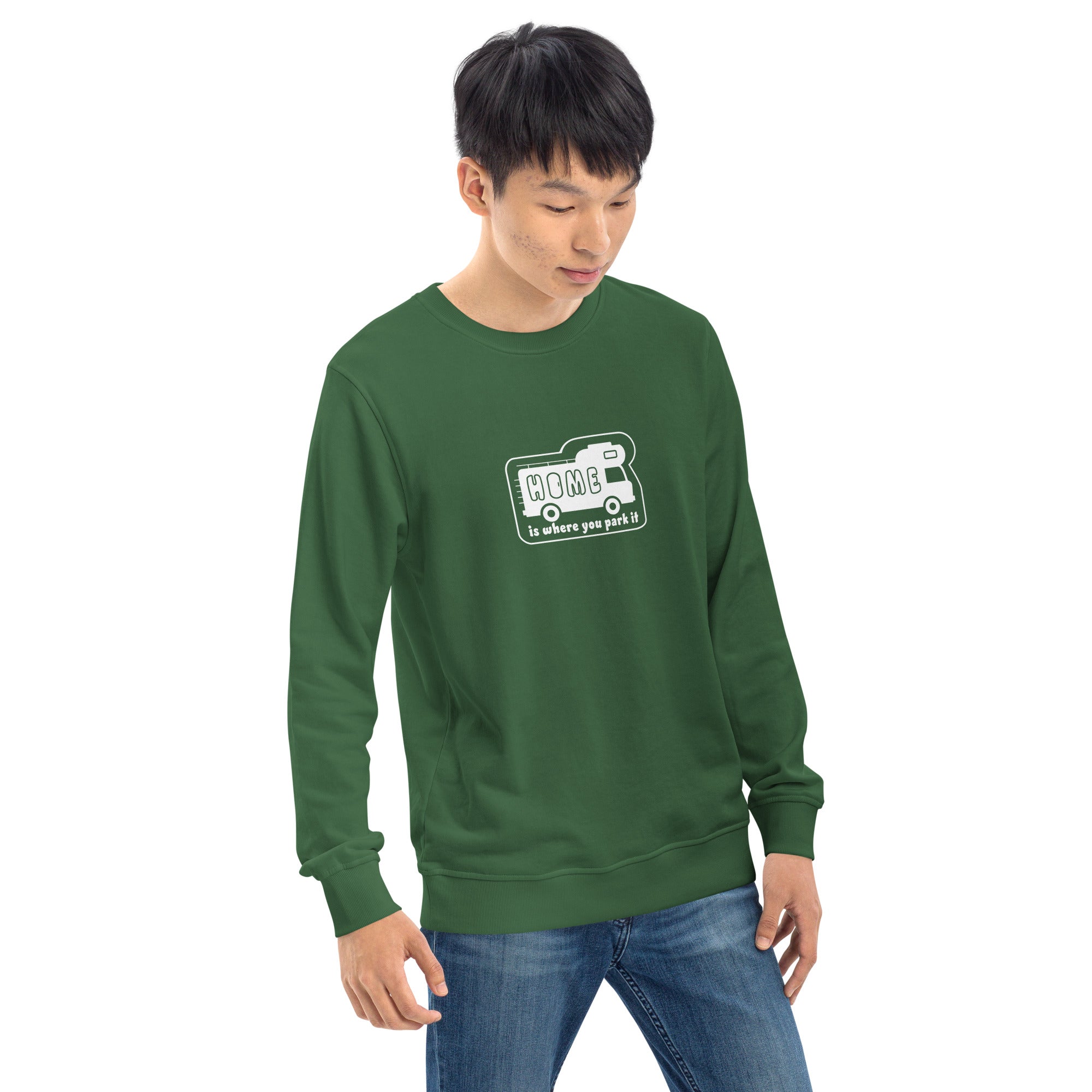 Unisex organic sweatshirt White Camper Van Home is where you park it