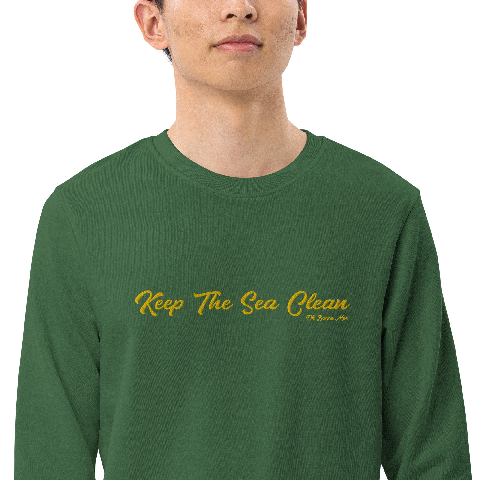 Sweat écologique unisexe Keep The Sea Clean grand motif doré brodé