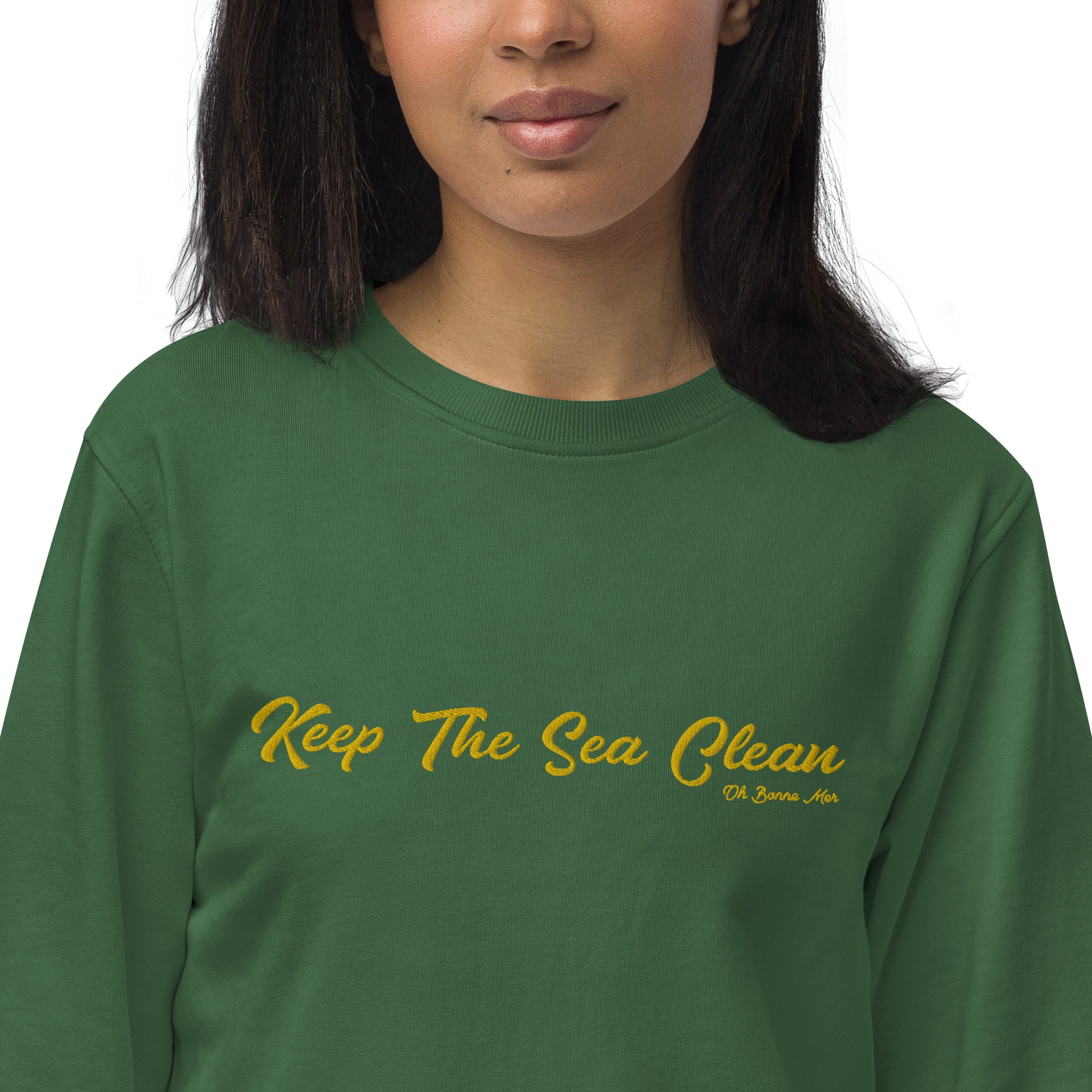 Sweat écologique unisexe Keep The Sea Clean grand motif doré brodé
