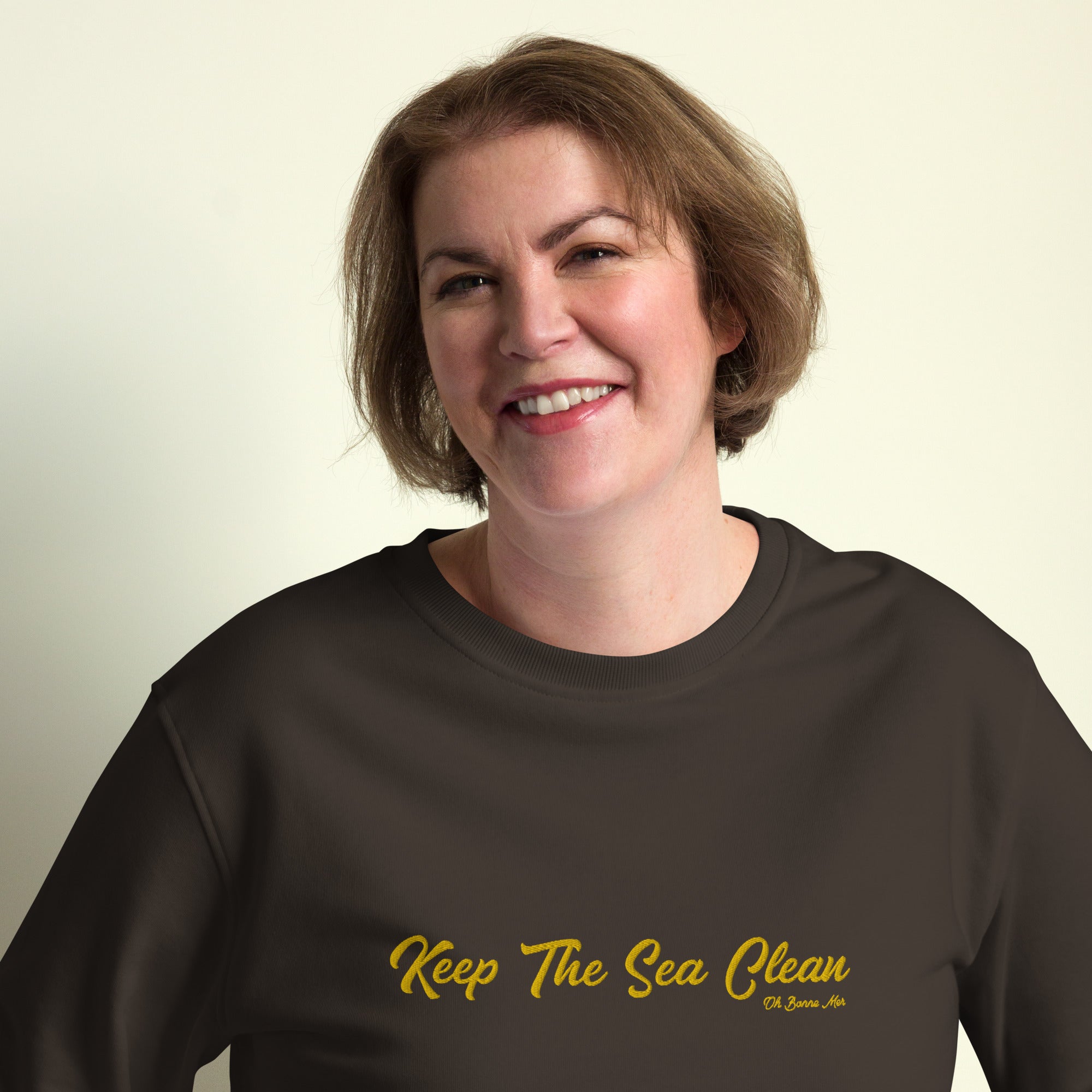 Sweat écologique unisexe Keep The Sea Clean grand motif doré brodé