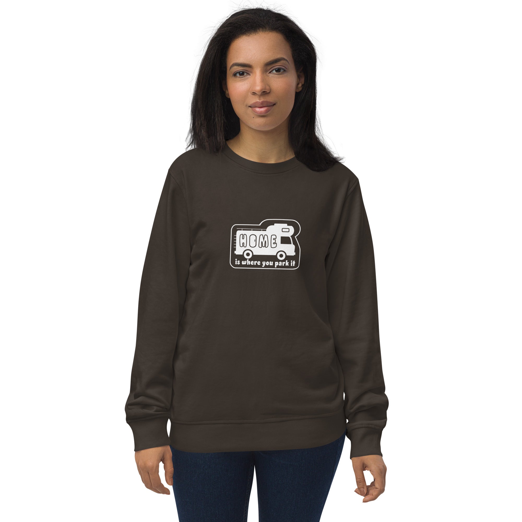Unisex organic sweatshirt White Camper Van Home is where you park it