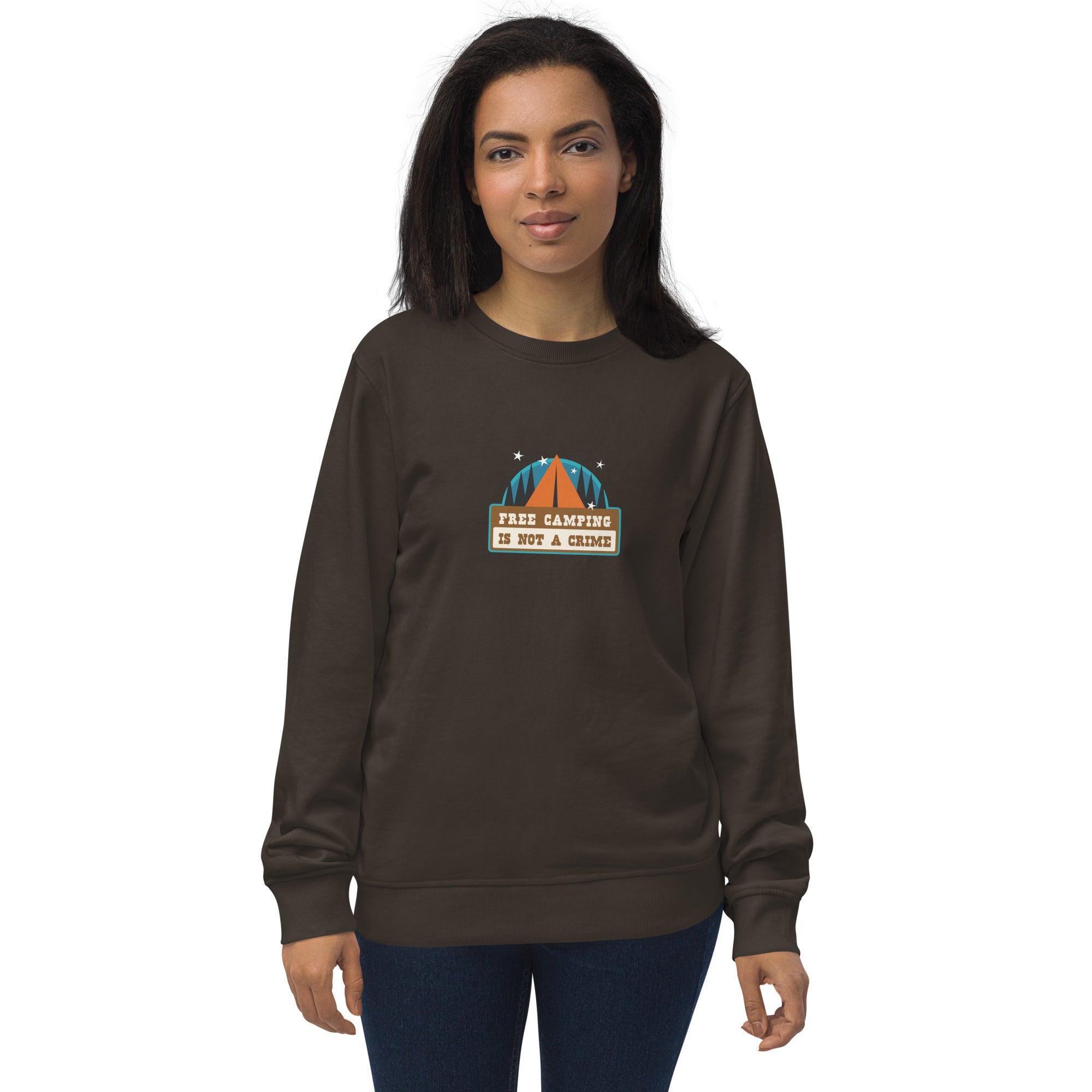 Unisex organic sweatshirt Free camping is not a crime graphic