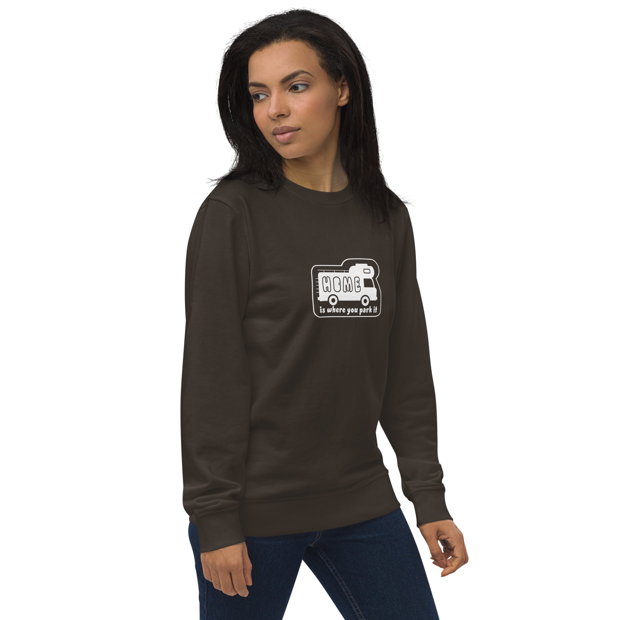 Unisex organic sweatshirt White Camper Van Home is where you park it