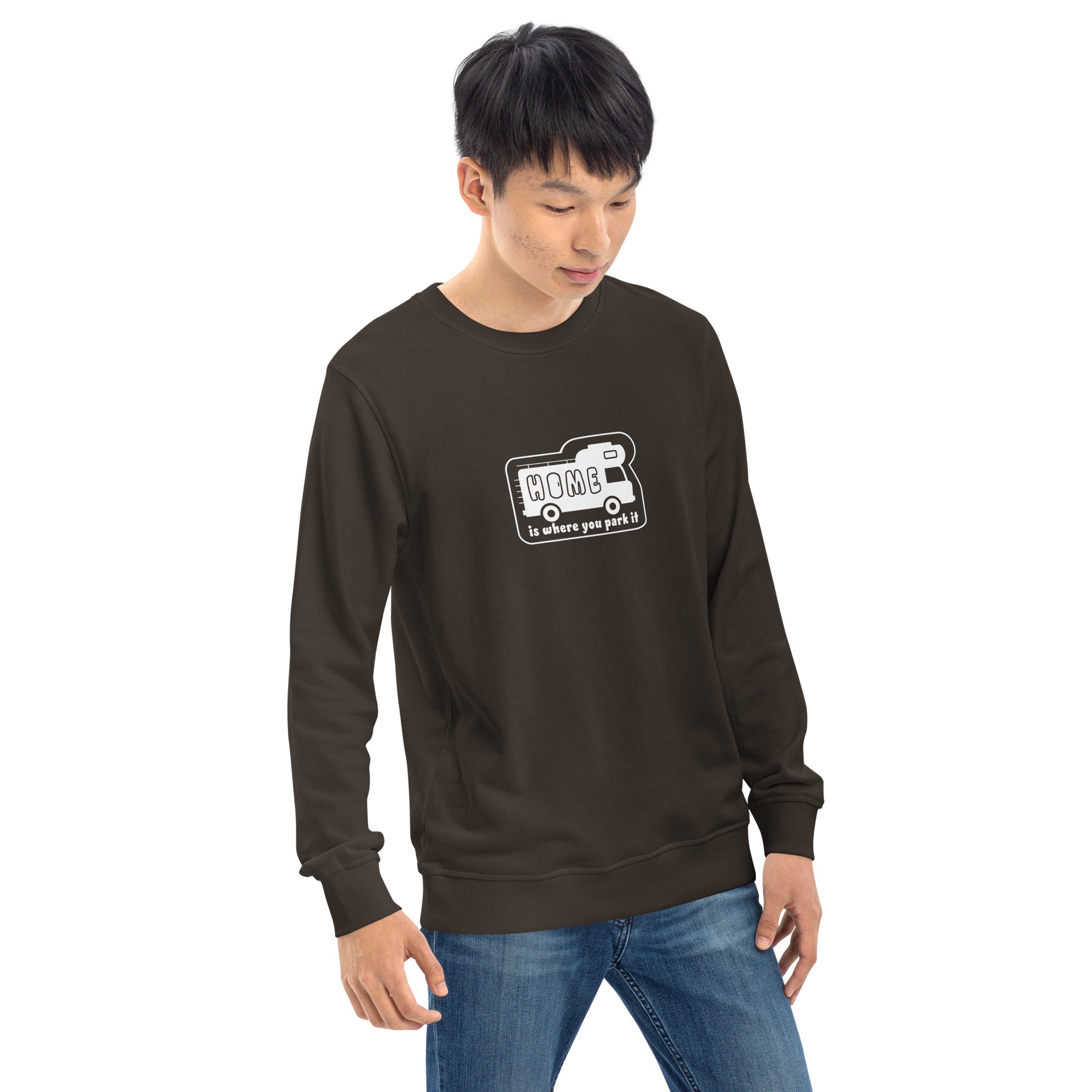 Unisex organic sweatshirt White Camper Van Home is where you park it
