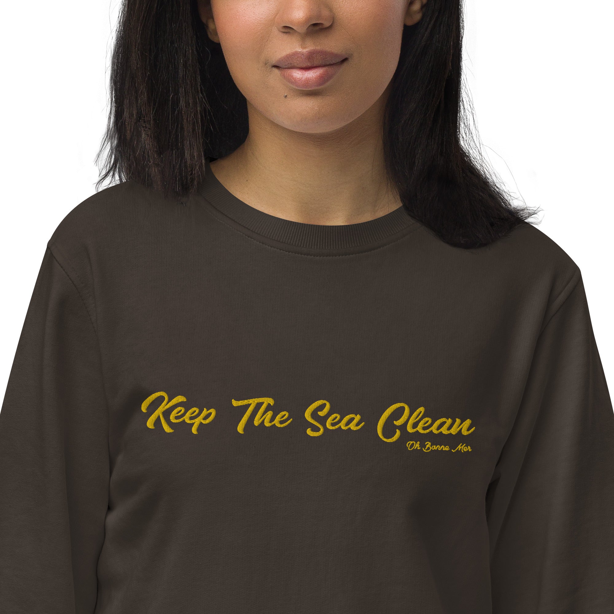 Sweat écologique unisexe Keep The Sea Clean grand motif doré brodé