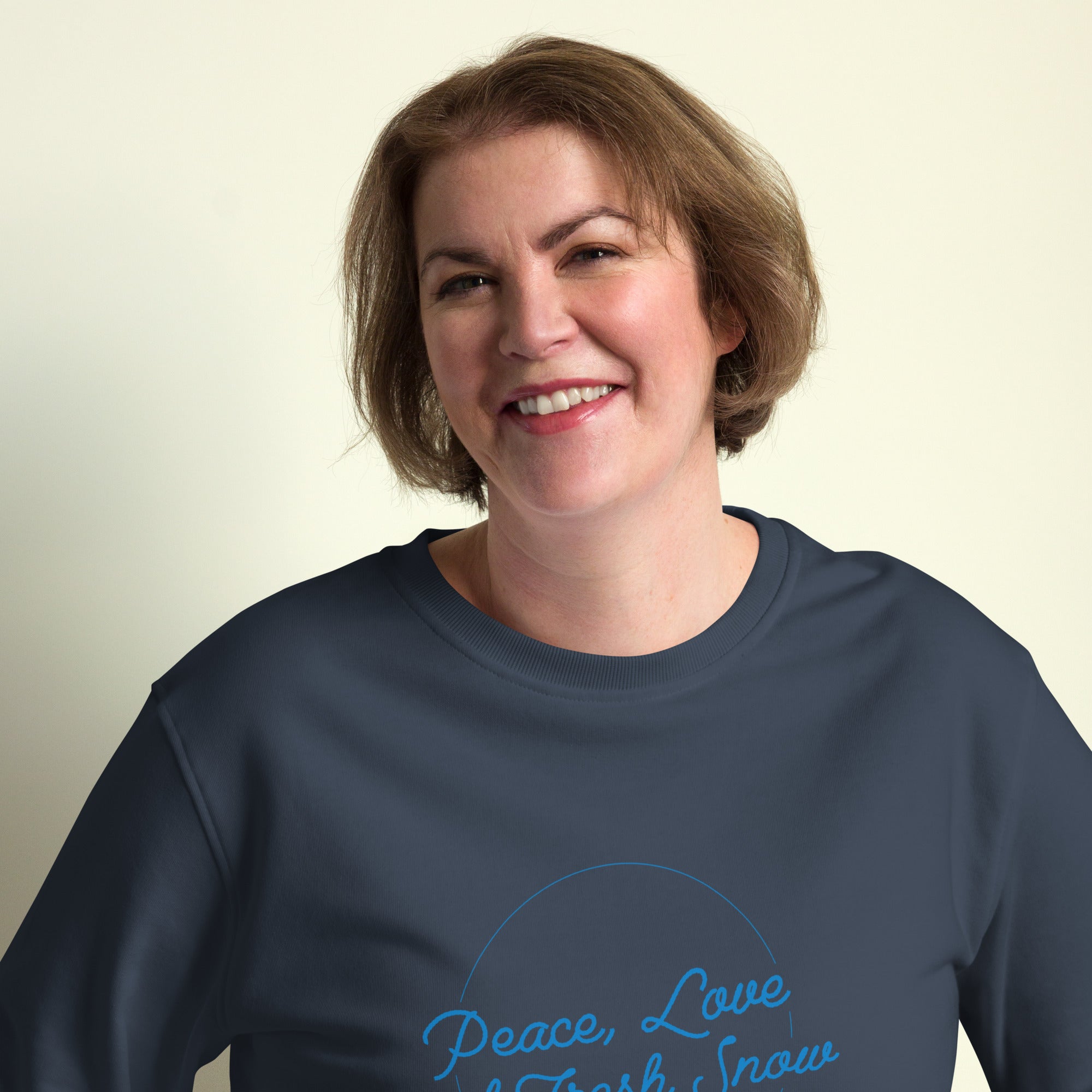 Unisex organic sweatshirt Peace, Love and Fresh Snow - The Skiing Cowboy