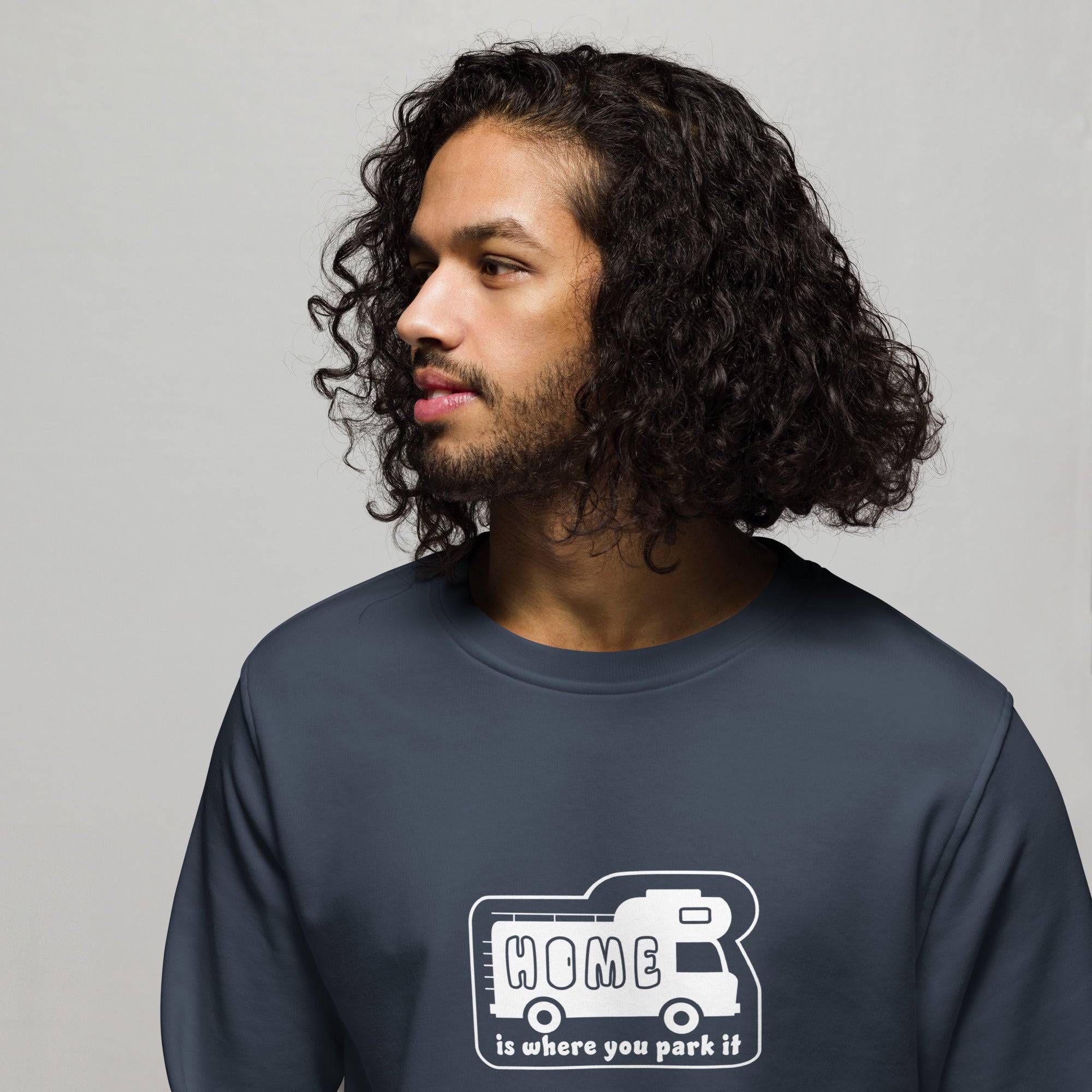 Unisex organic sweatshirt White Camper Van Home is where you park it