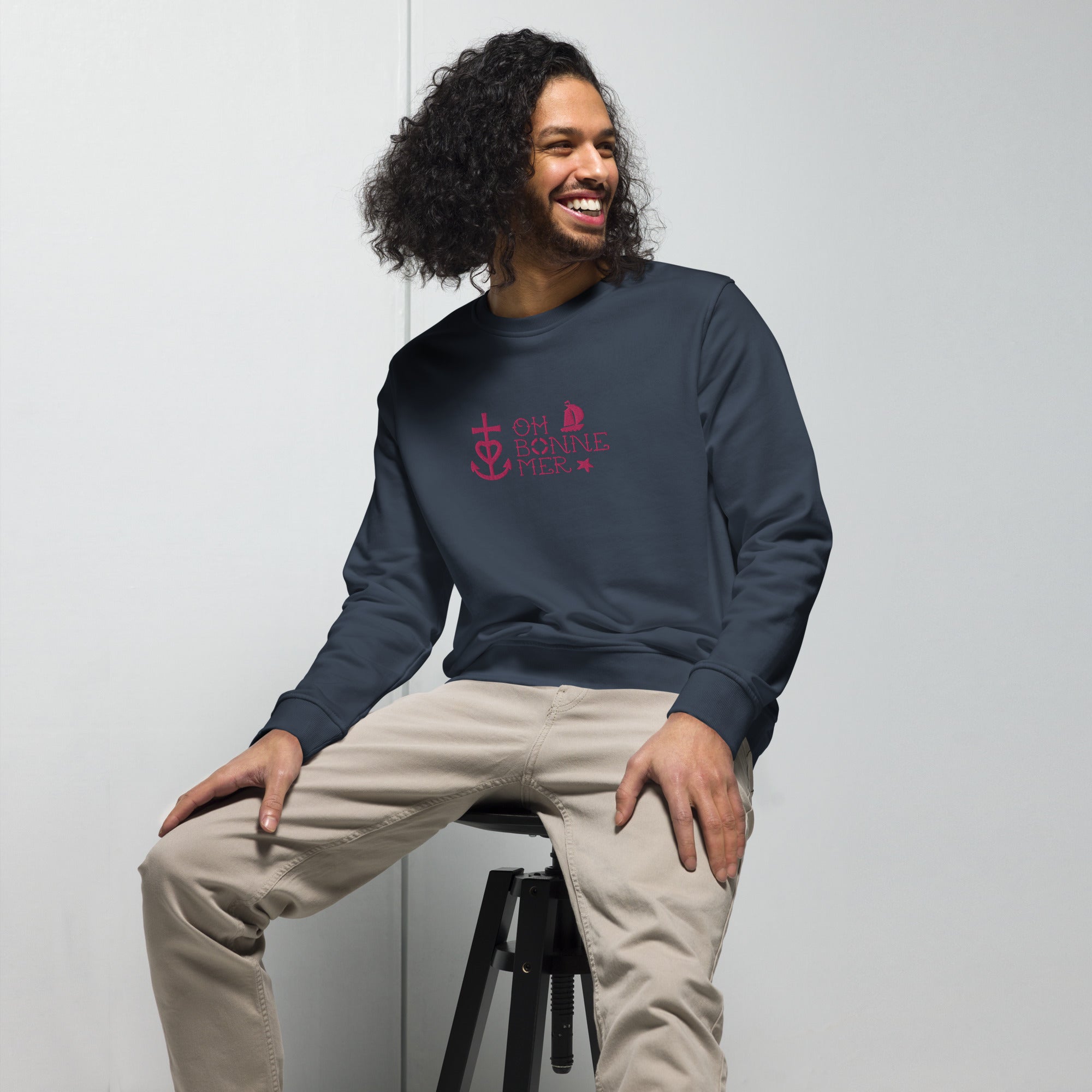 Sweat écologique unisexe Oh Bonne Mer 2 flamingo brodé