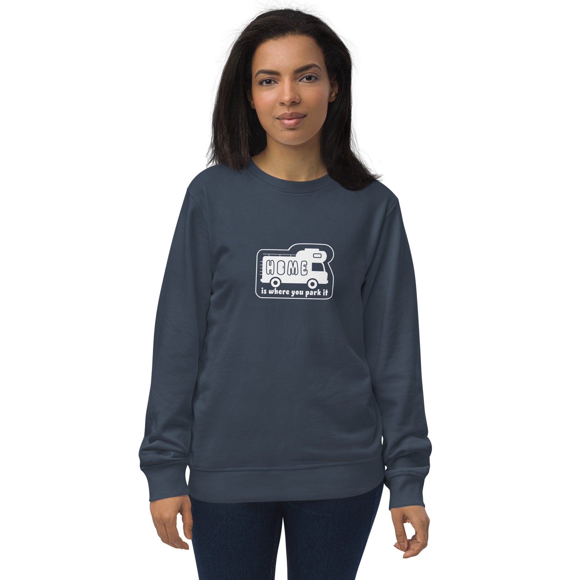 Unisex organic sweatshirt White Camper Van Home is where you park it