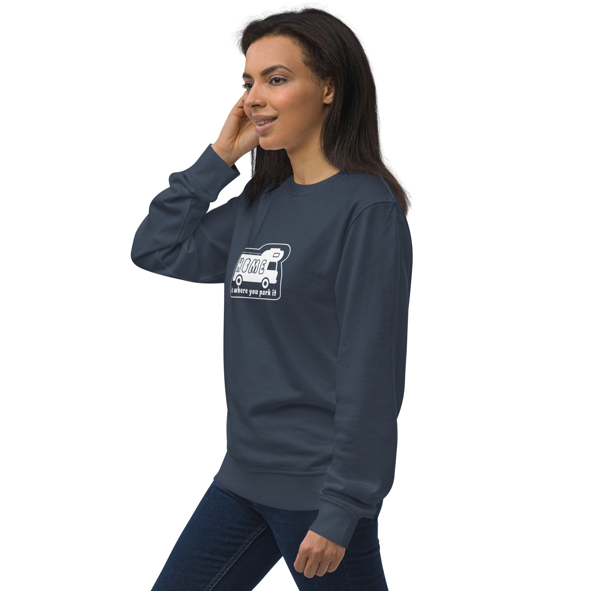 Unisex organic sweatshirt White Camper Van Home is where you park it