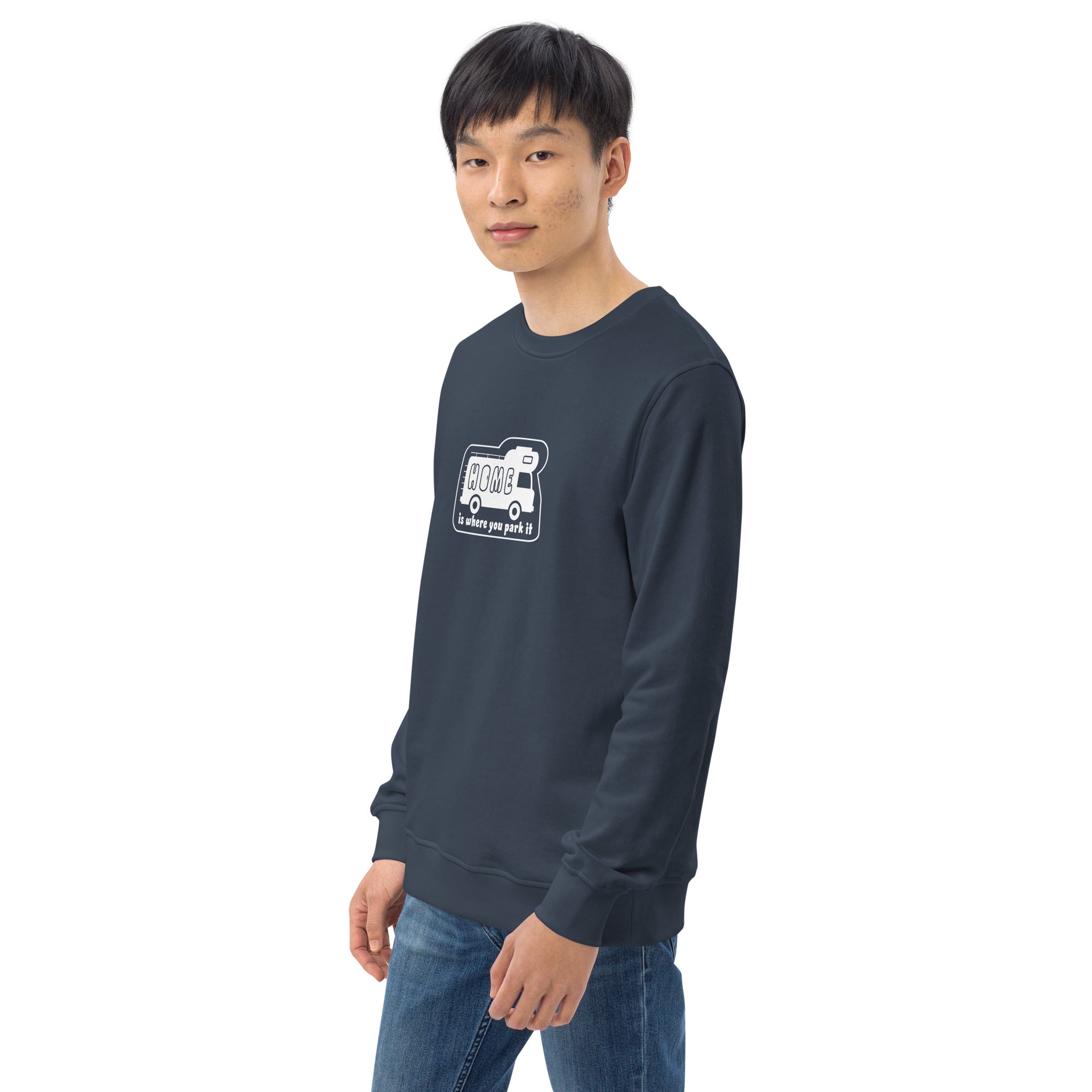 Unisex organic sweatshirt White Camper Van Home is where you park it