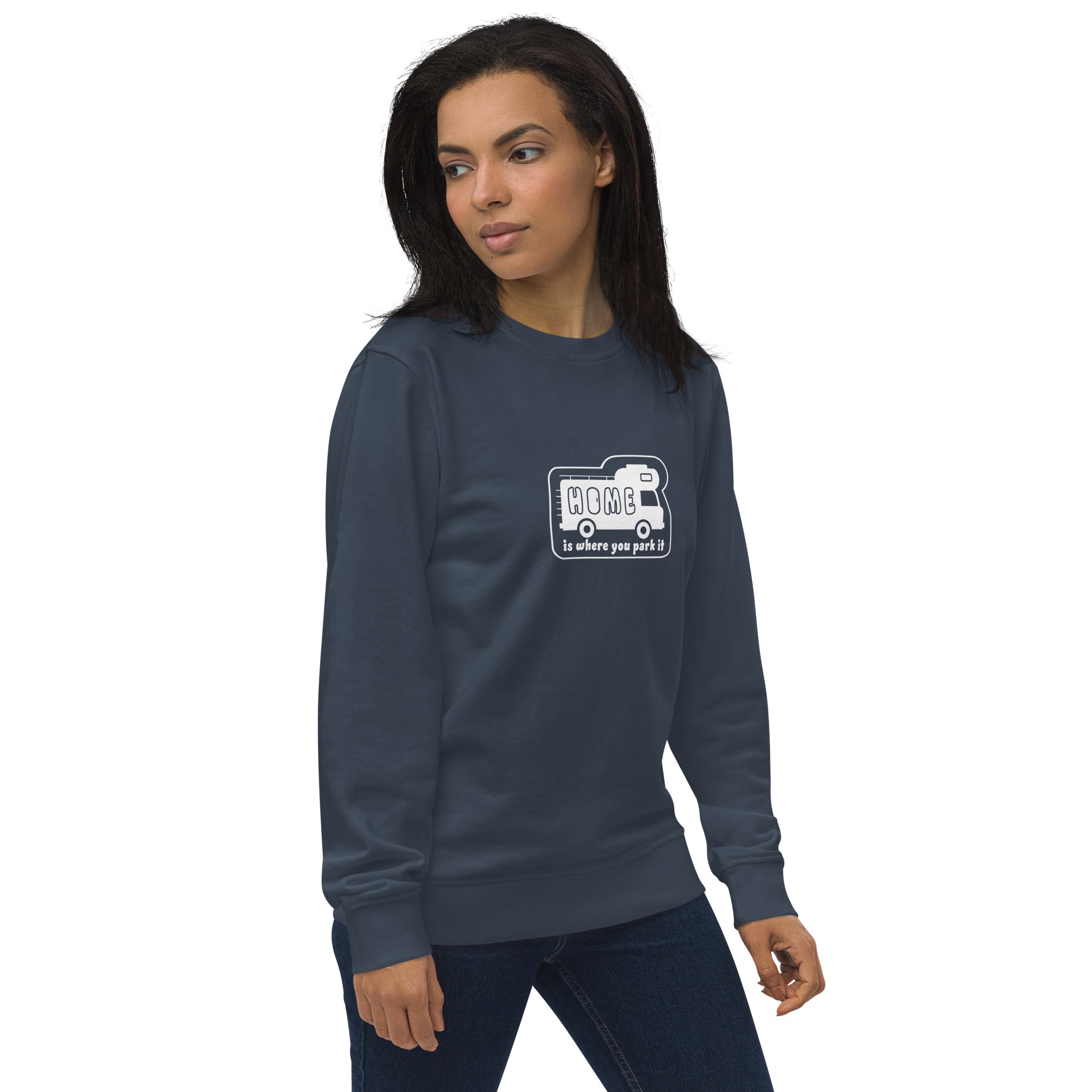 Unisex organic sweatshirt White Camper Van Home is where you park it