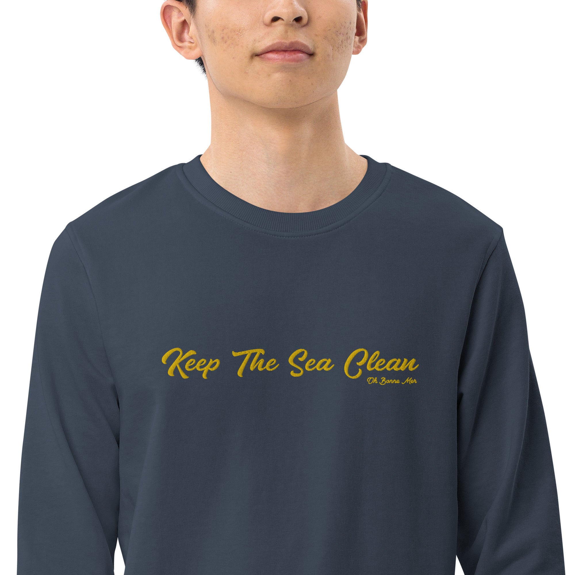 Sweat écologique unisexe Keep The Sea Clean grand motif doré brodé