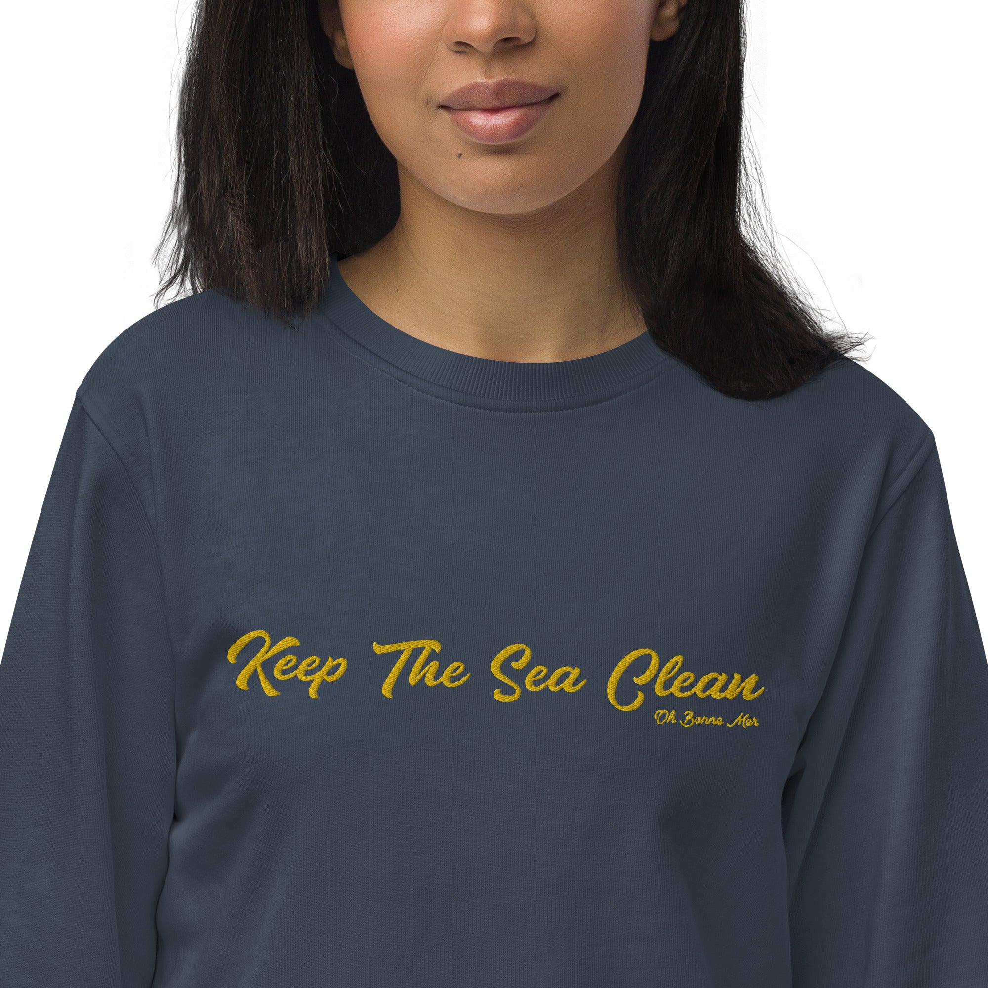 Sweat écologique unisexe Keep The Sea Clean grand motif doré brodé