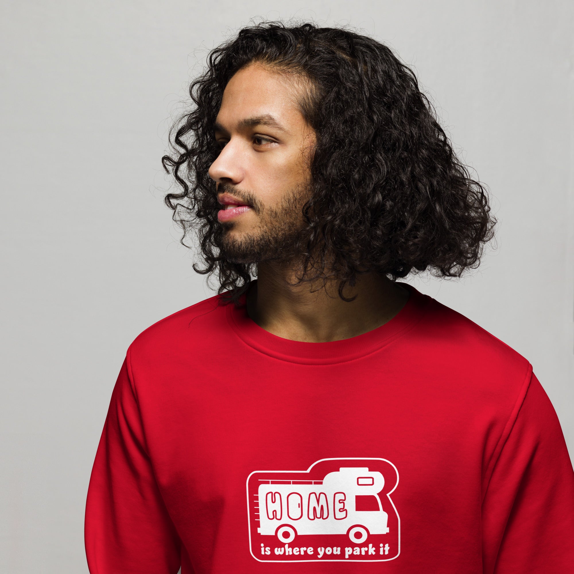 Unisex organic sweatshirt White Camper Van Home is where you park it