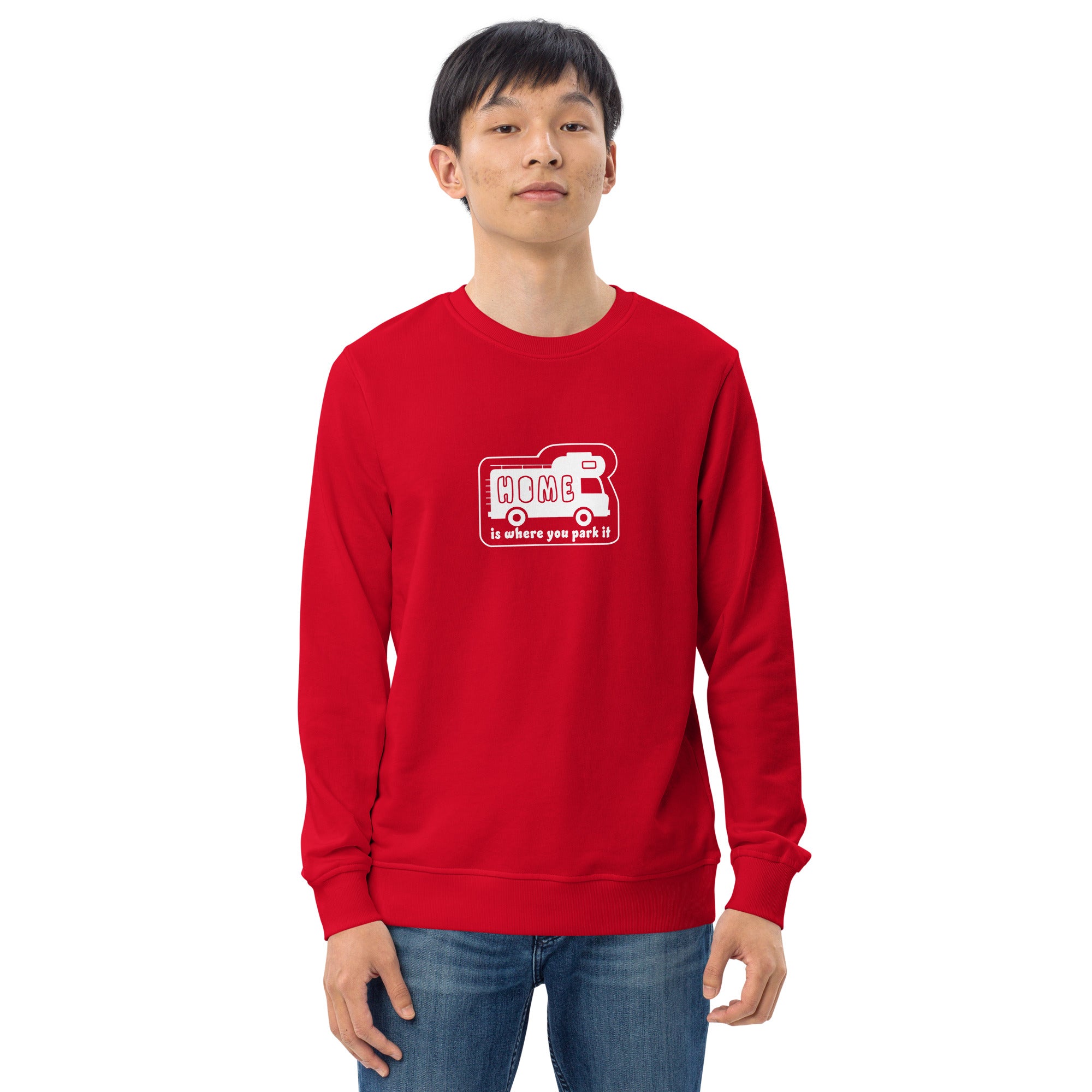 Unisex organic sweatshirt White Camper Van Home is where you park it