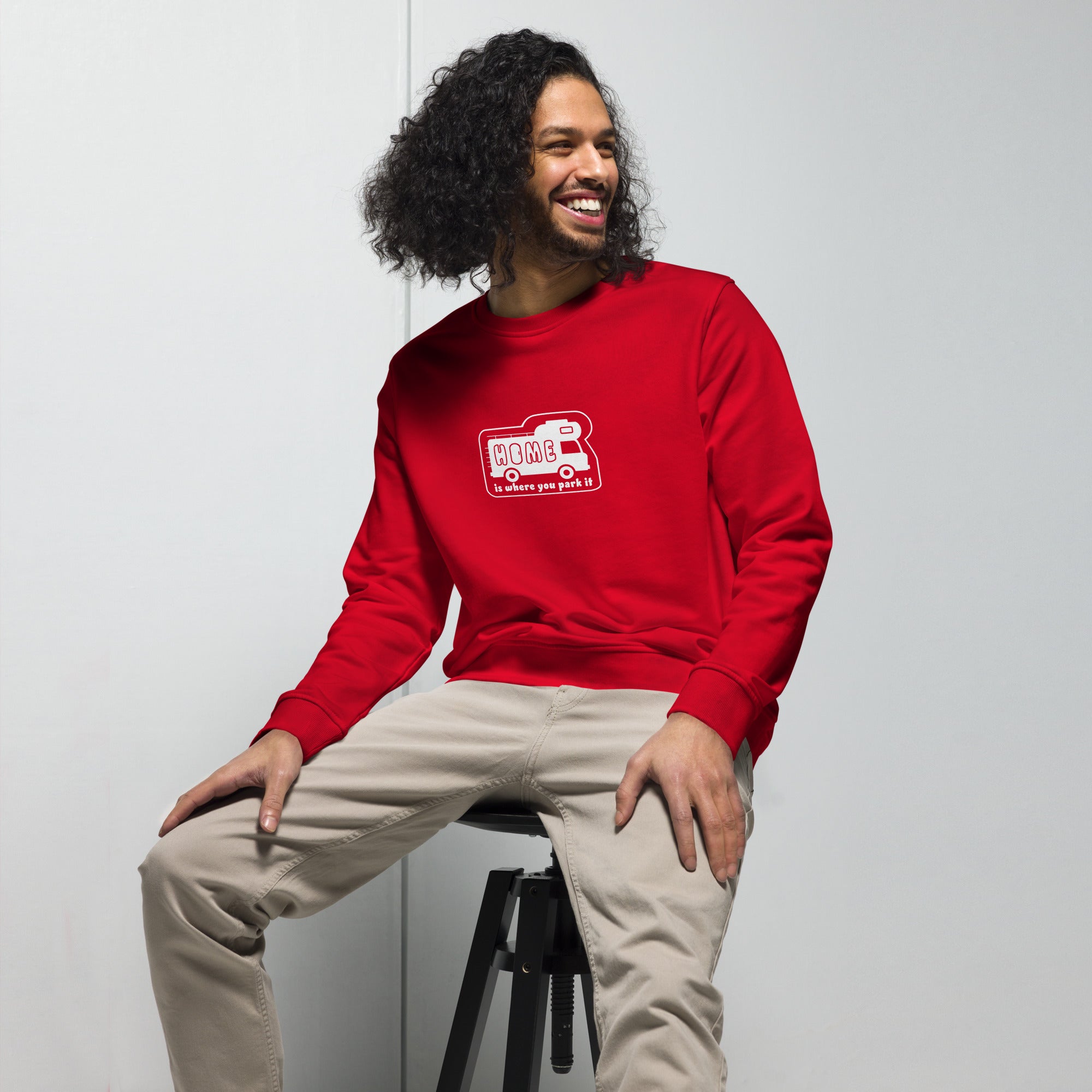 Unisex organic sweatshirt White Camper Van Home is where you park it