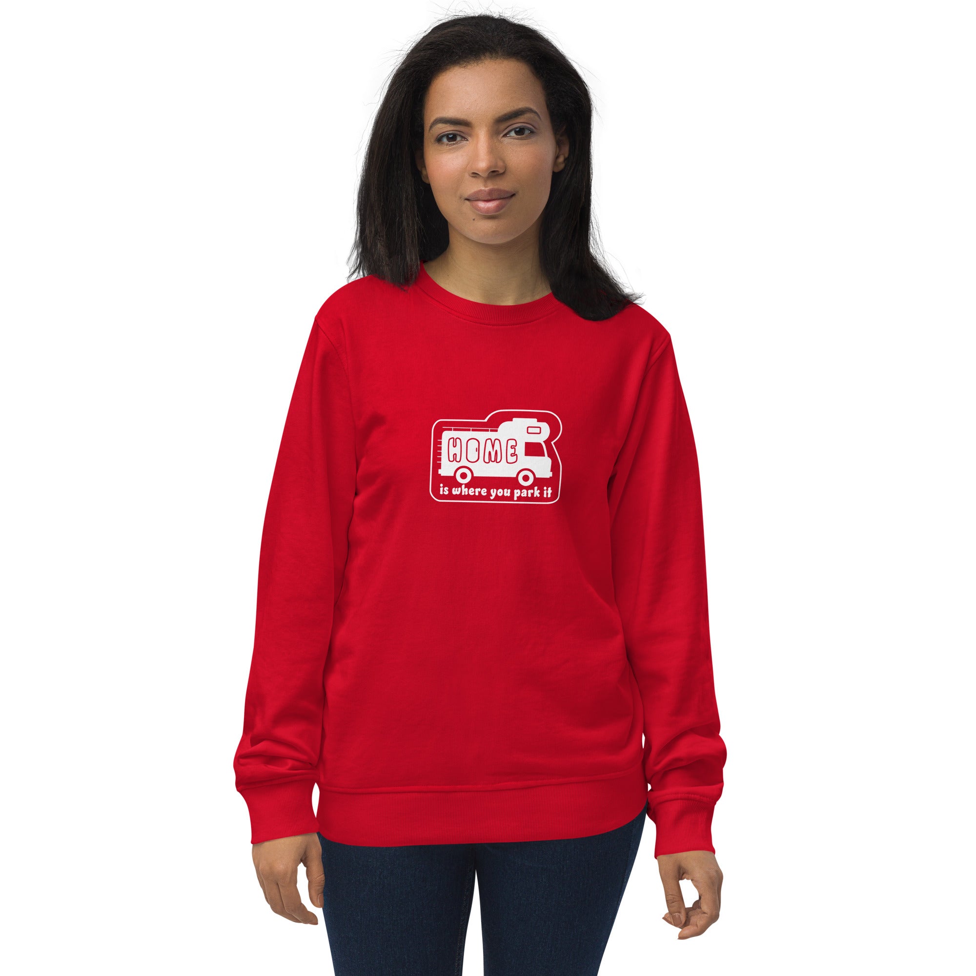 Unisex organic sweatshirt White Camper Van Home is where you park it