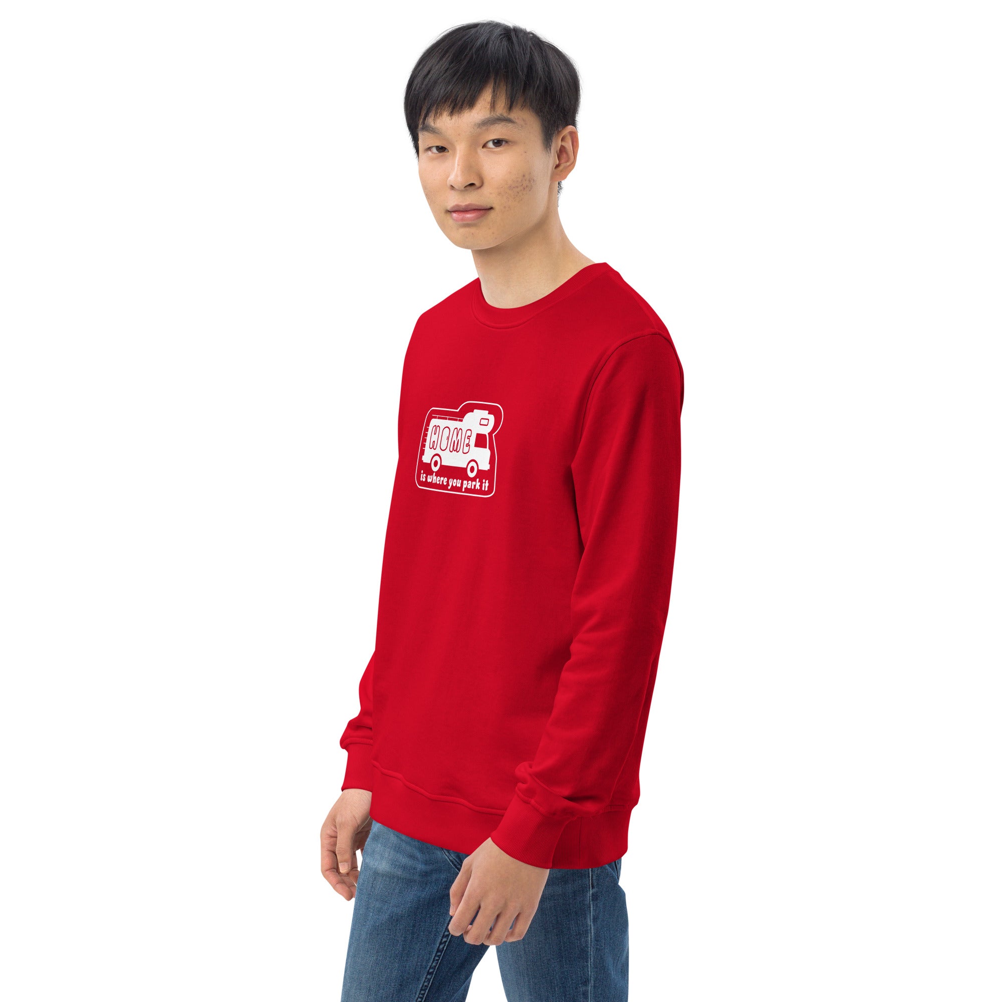 Unisex organic sweatshirt White Camper Van Home is where you park it