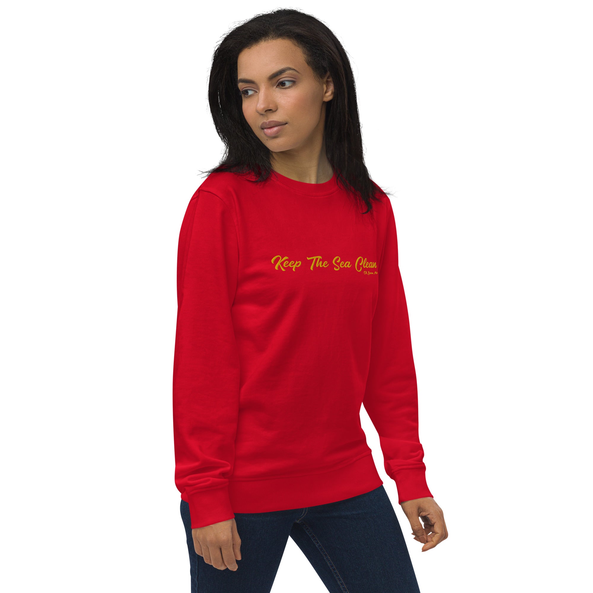 Sweat écologique unisexe Keep The Sea Clean grand motif doré brodé
