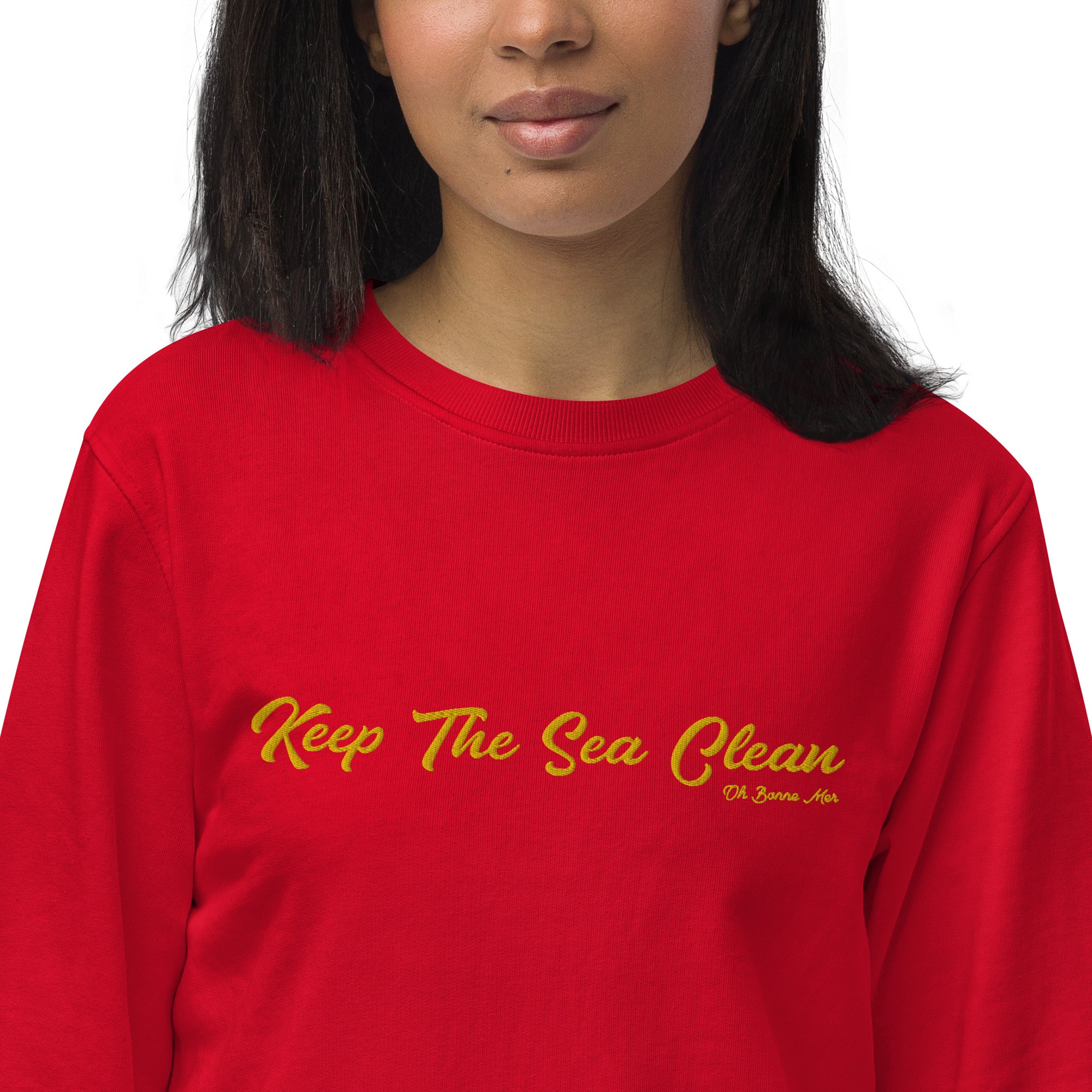 Sweat écologique unisexe Keep The Sea Clean grand motif doré brodé