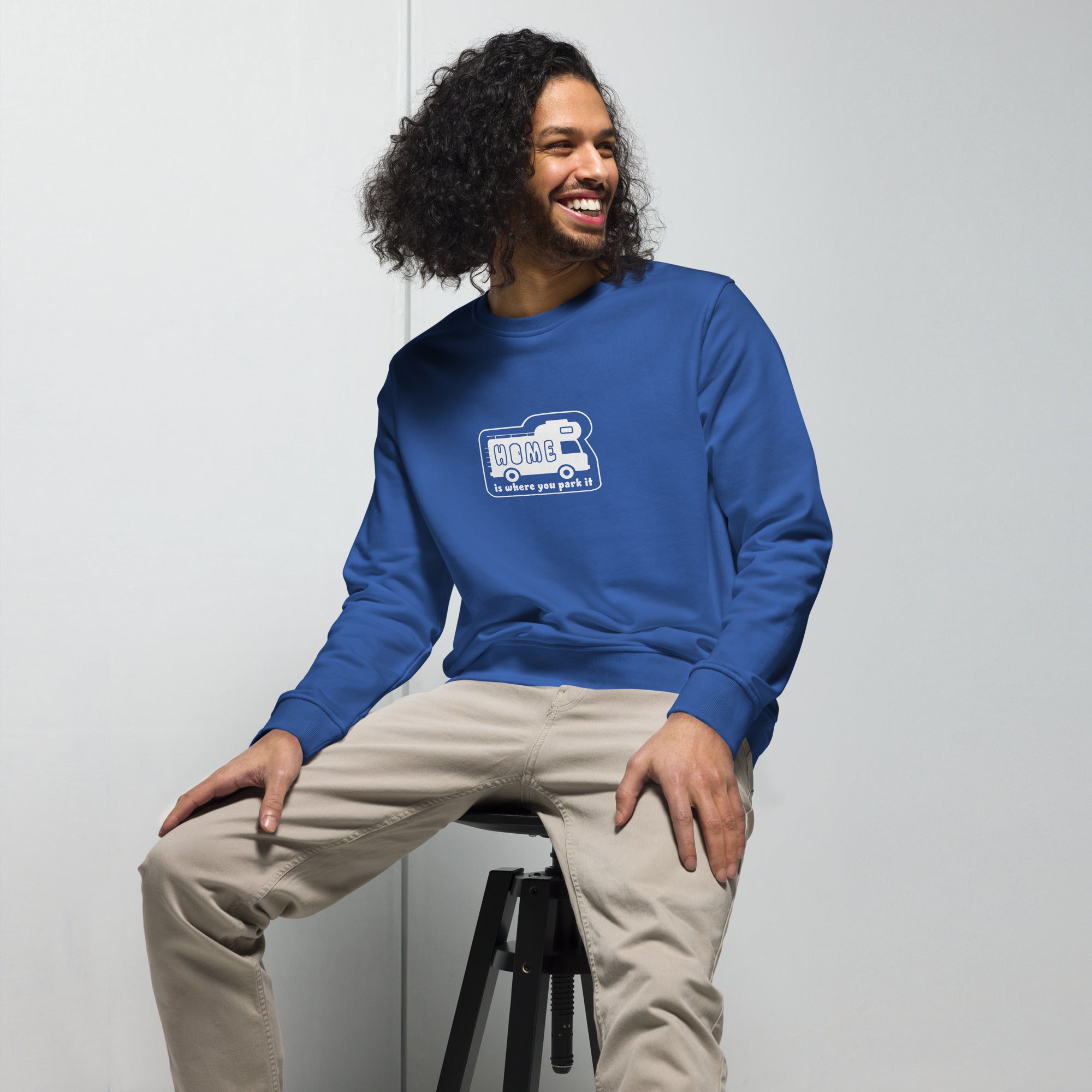 Unisex organic sweatshirt White Camper Van Home is where you park it