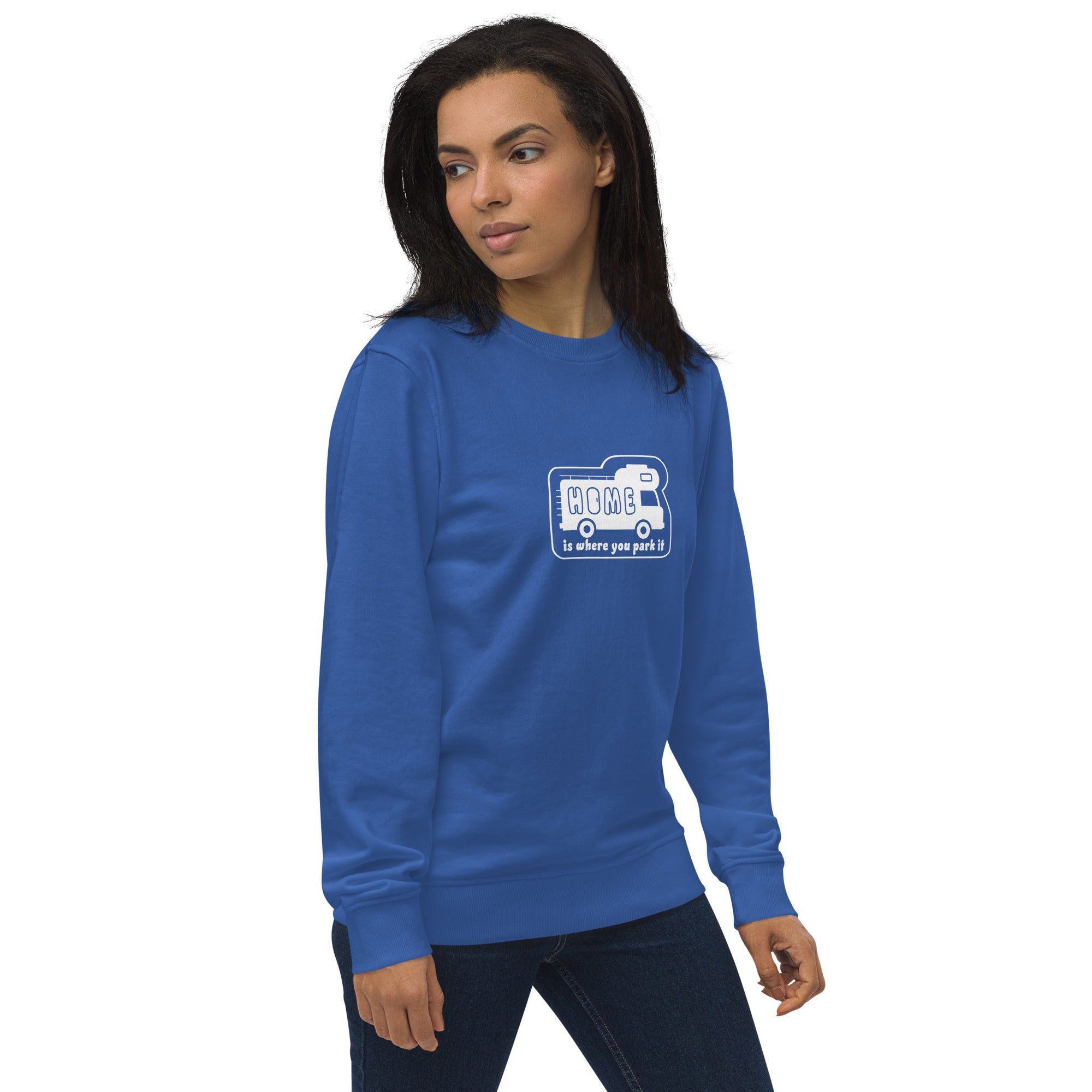 Unisex organic sweatshirt White Camper Van Home is where you park it