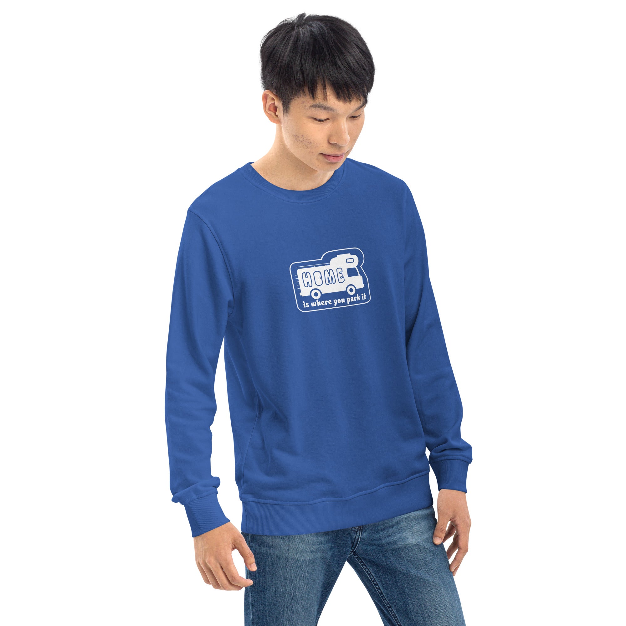 Unisex organic sweatshirt White Camper Van Home is where you park it