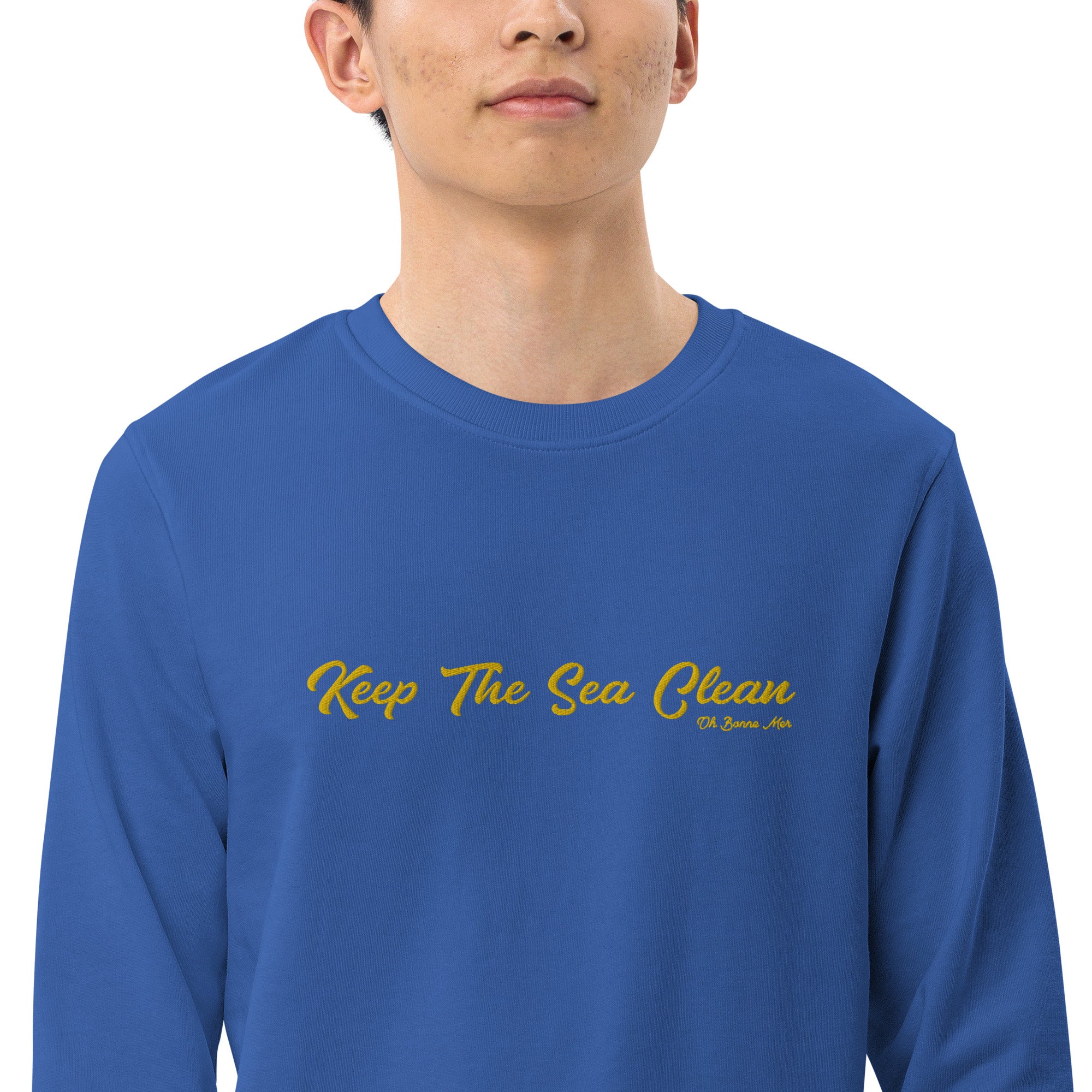Sweat écologique unisexe Keep The Sea Clean grand motif doré brodé