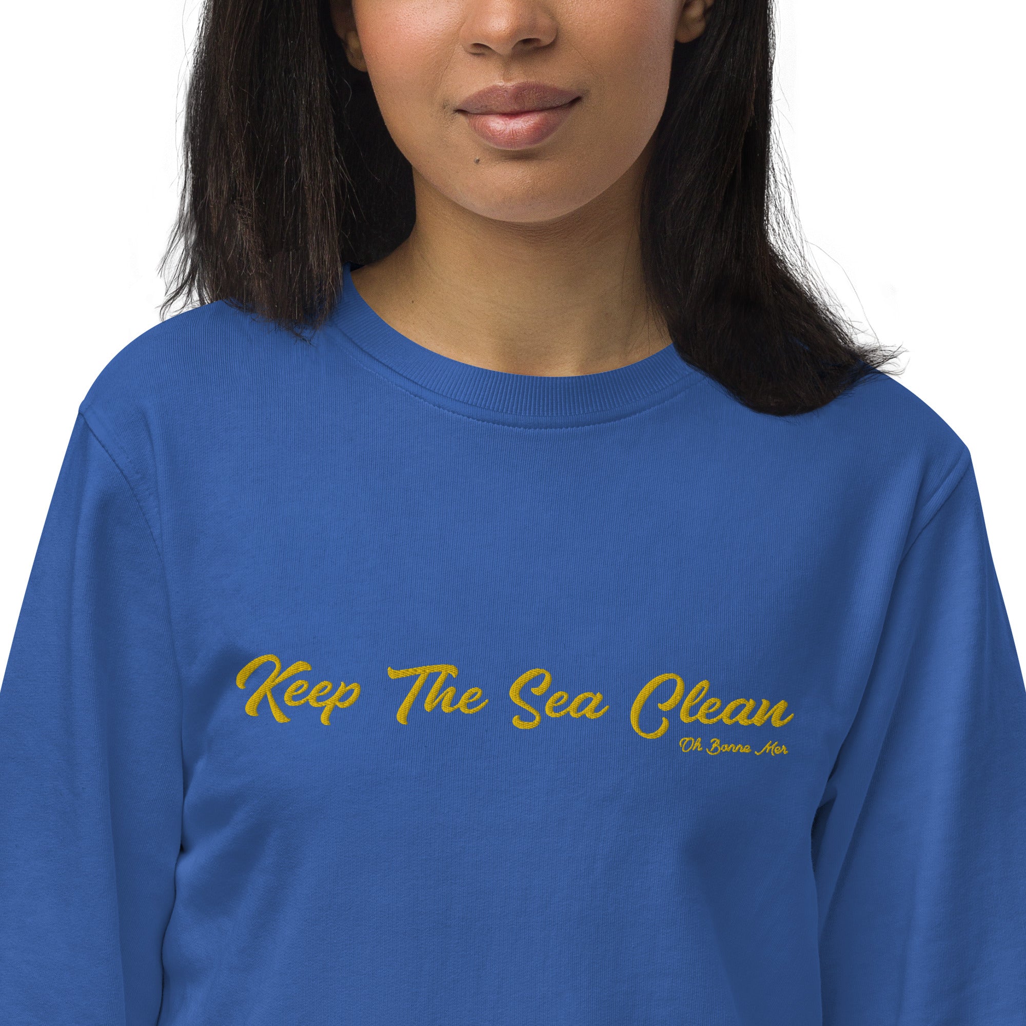 Sweat écologique unisexe Keep The Sea Clean grand motif doré brodé