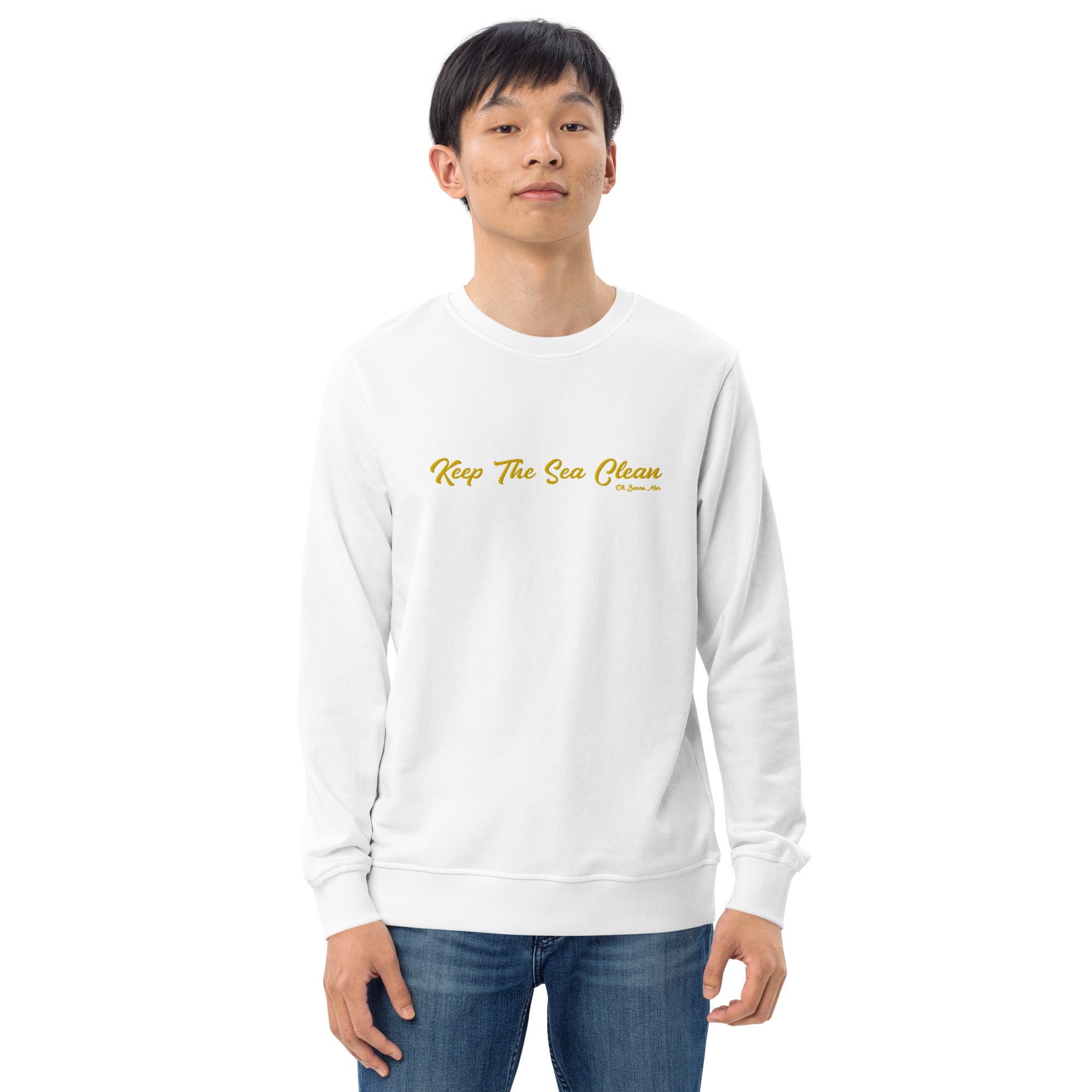Sweat écologique unisexe Keep The Sea Clean grand motif doré brodé