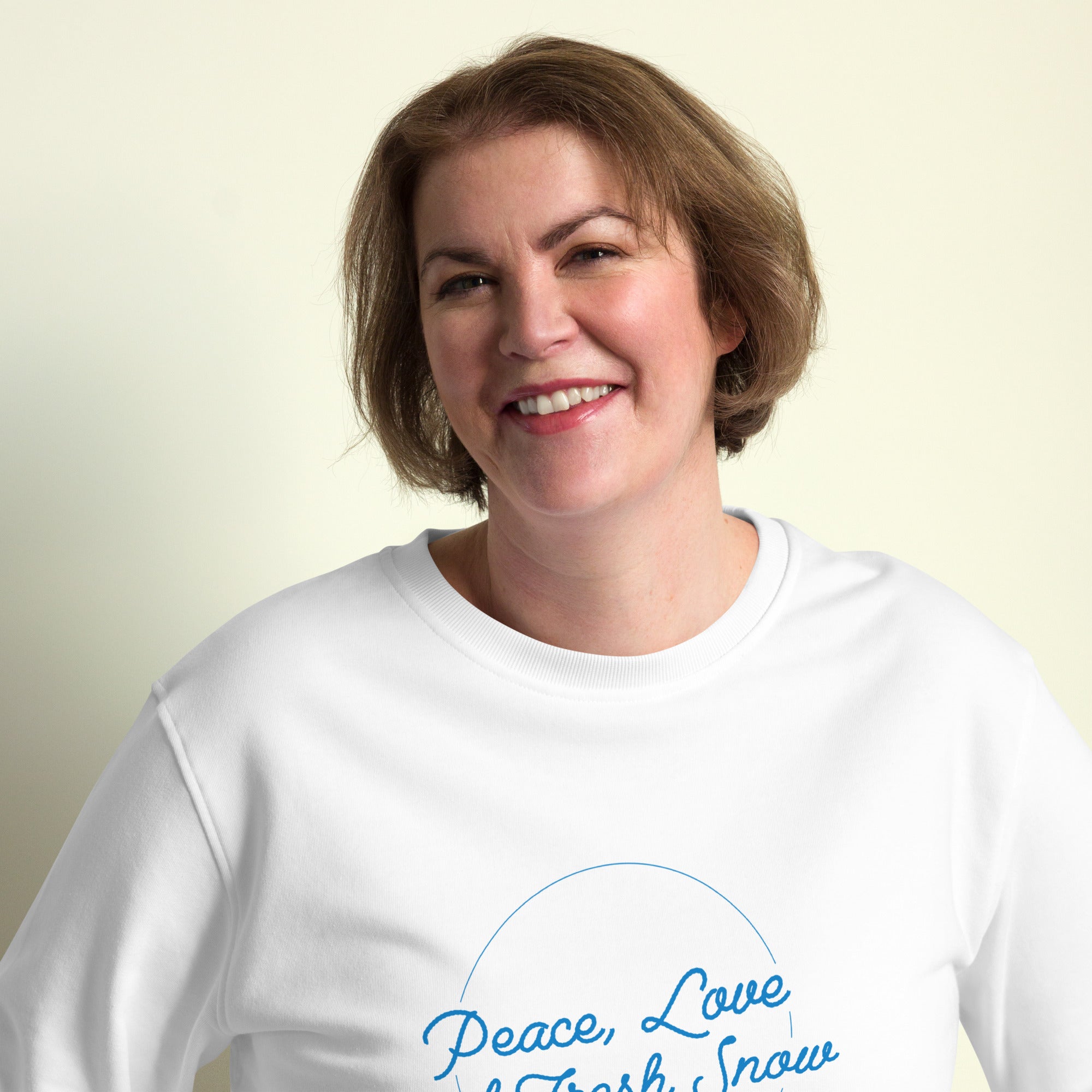 Unisex organic sweatshirt Peace, Love and Fresh Snow - The Skiing Cowboy