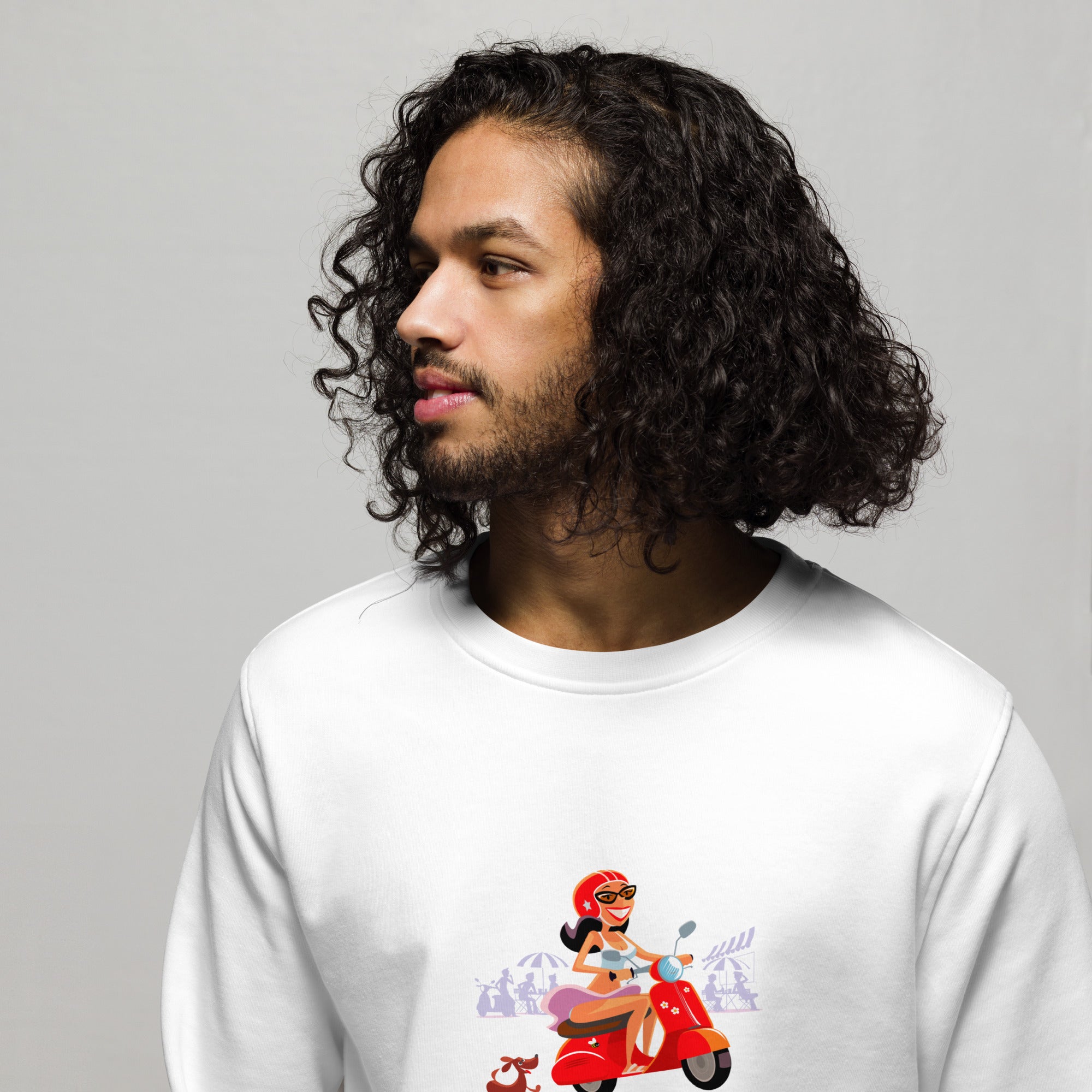 Sweat écologique unisexe Vespa Girl in St Tropez