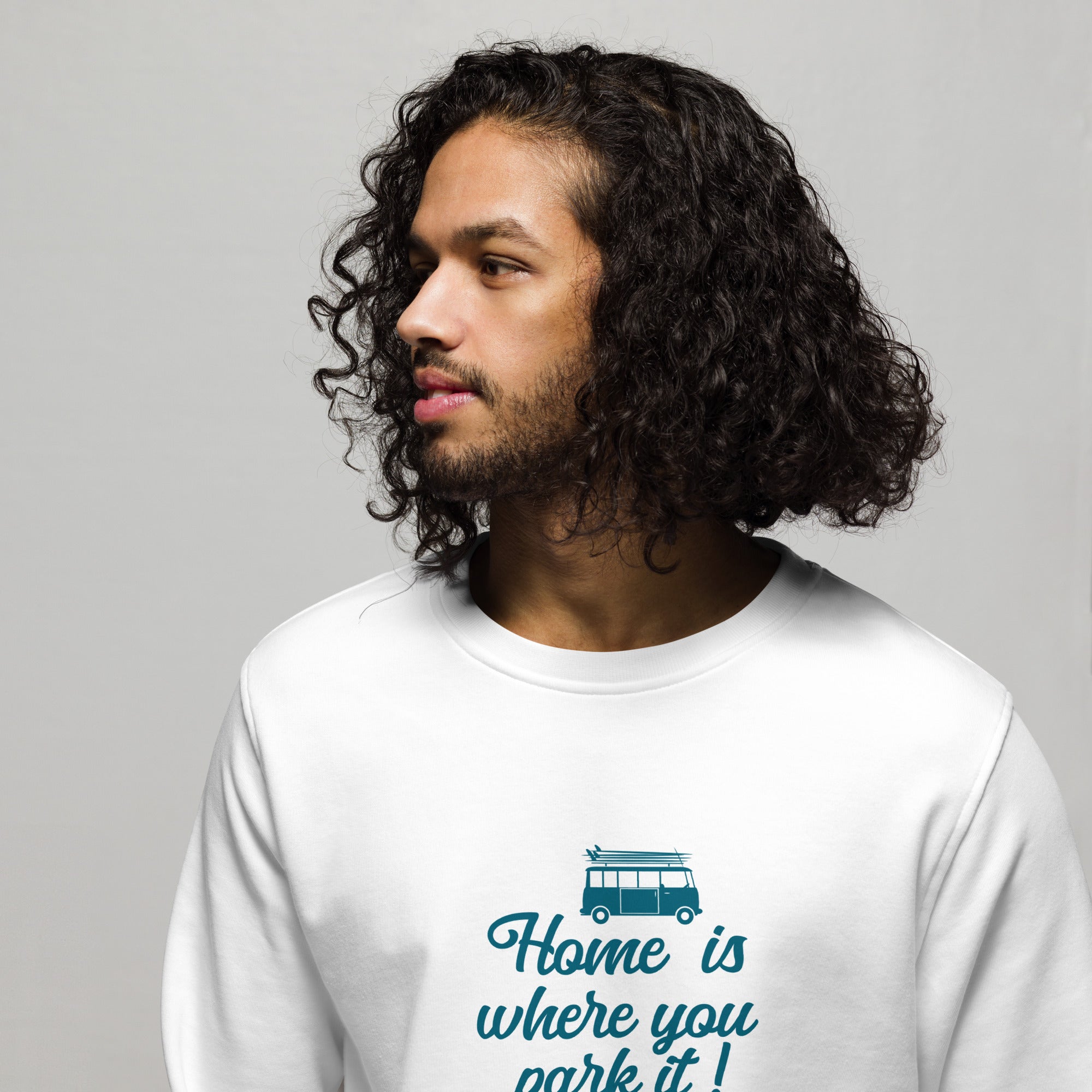 Sweat écologique unisexe Blue Surf Combi Home is where you park it