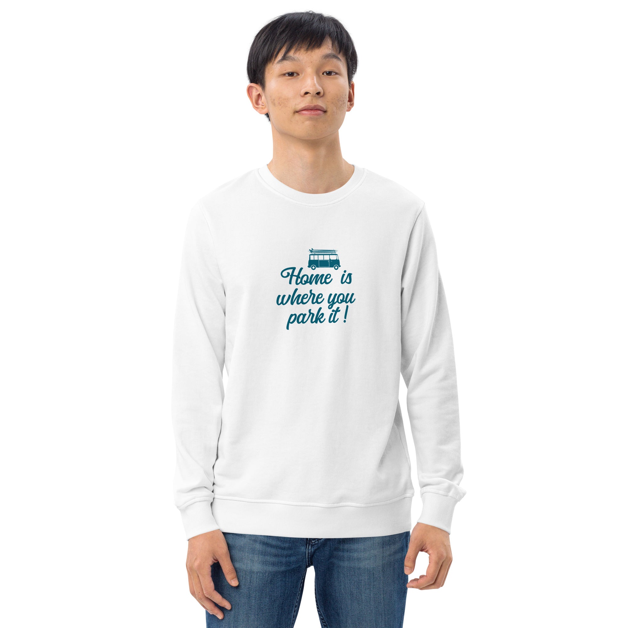 Sweat écologique unisexe Blue Surf Combi Home is where you park it