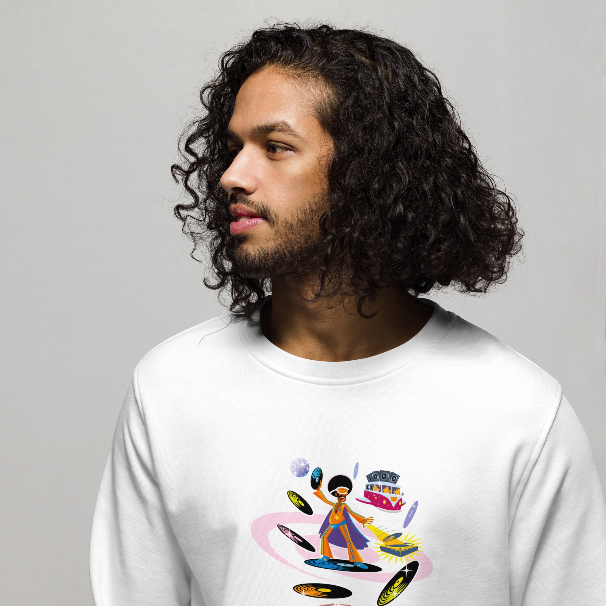 Sweat écologique unisexe Superboogieman Saves the Party (face & dos)