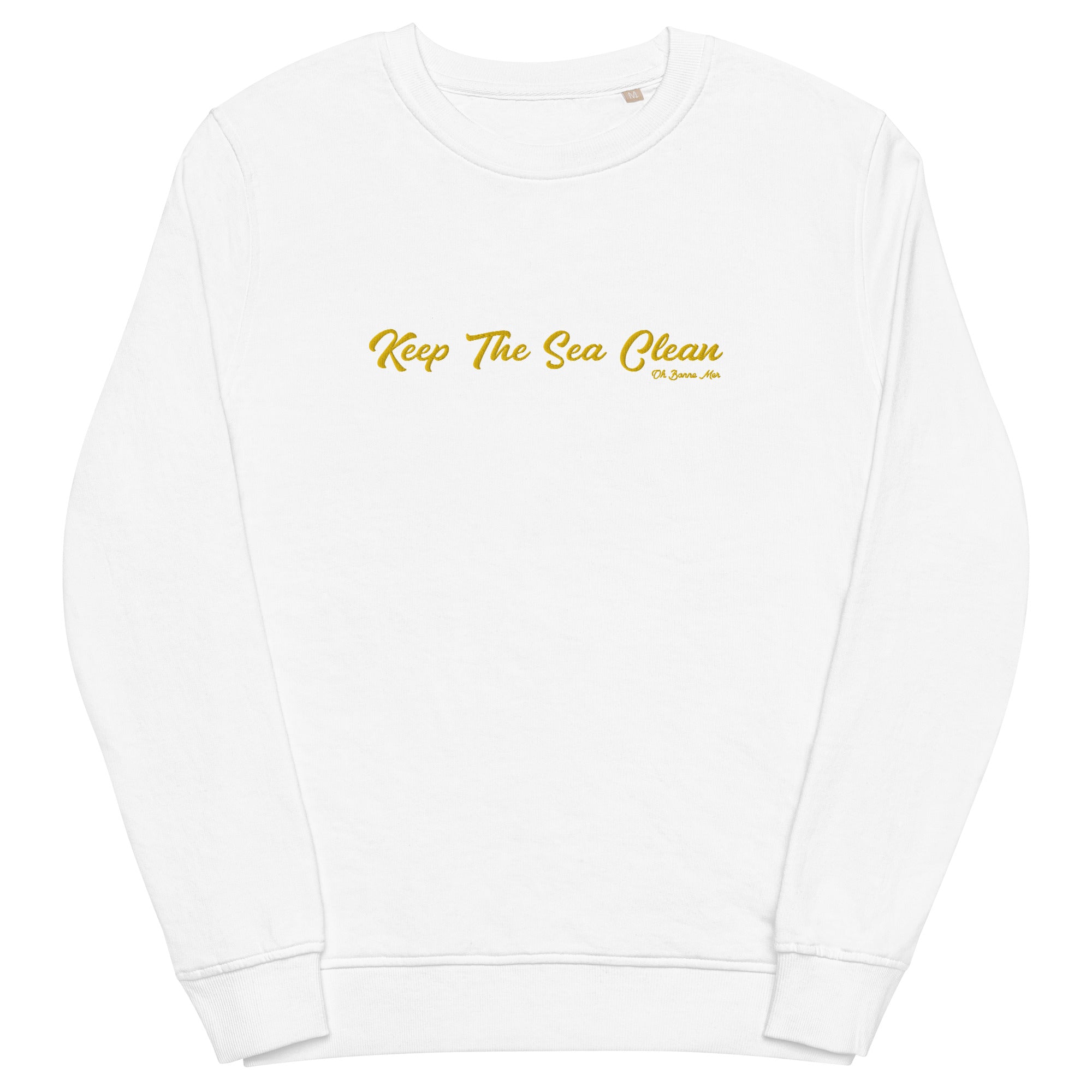 Sweat écologique unisexe Keep The Sea Clean grand motif doré brodé
