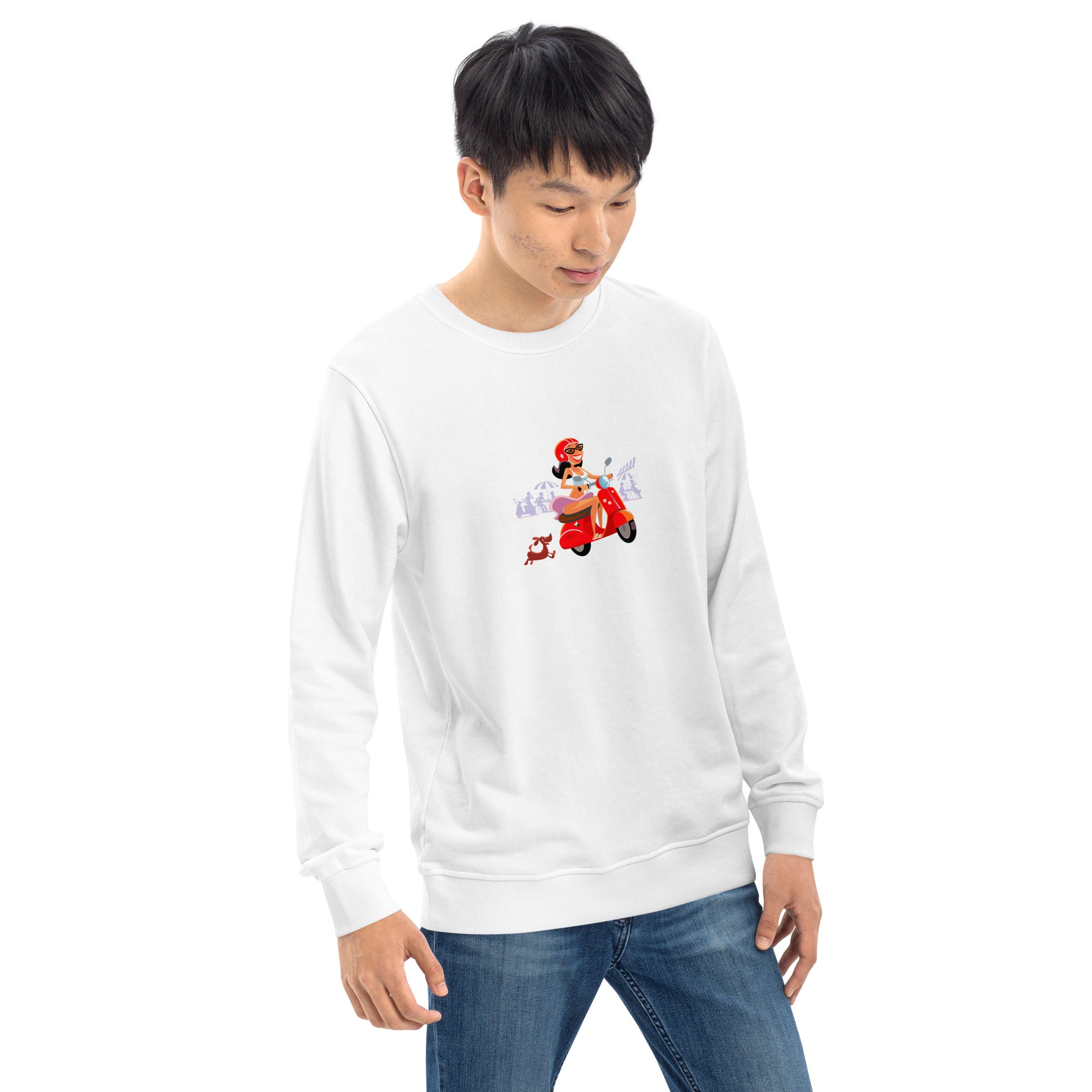 Sweat écologique unisexe Vespa Girl in St Tropez