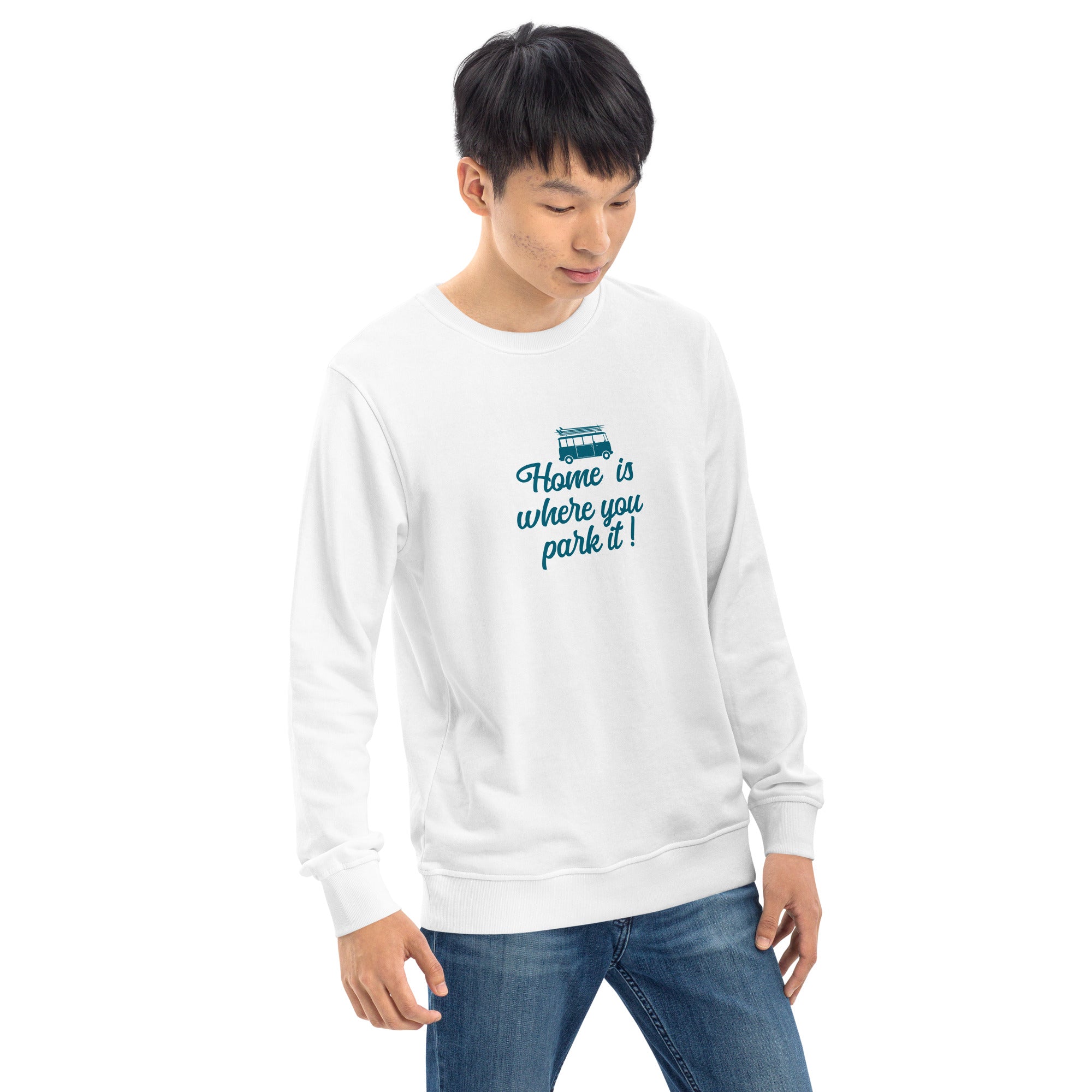 Sweat écologique unisexe Blue Surf Combi Home is where you park it