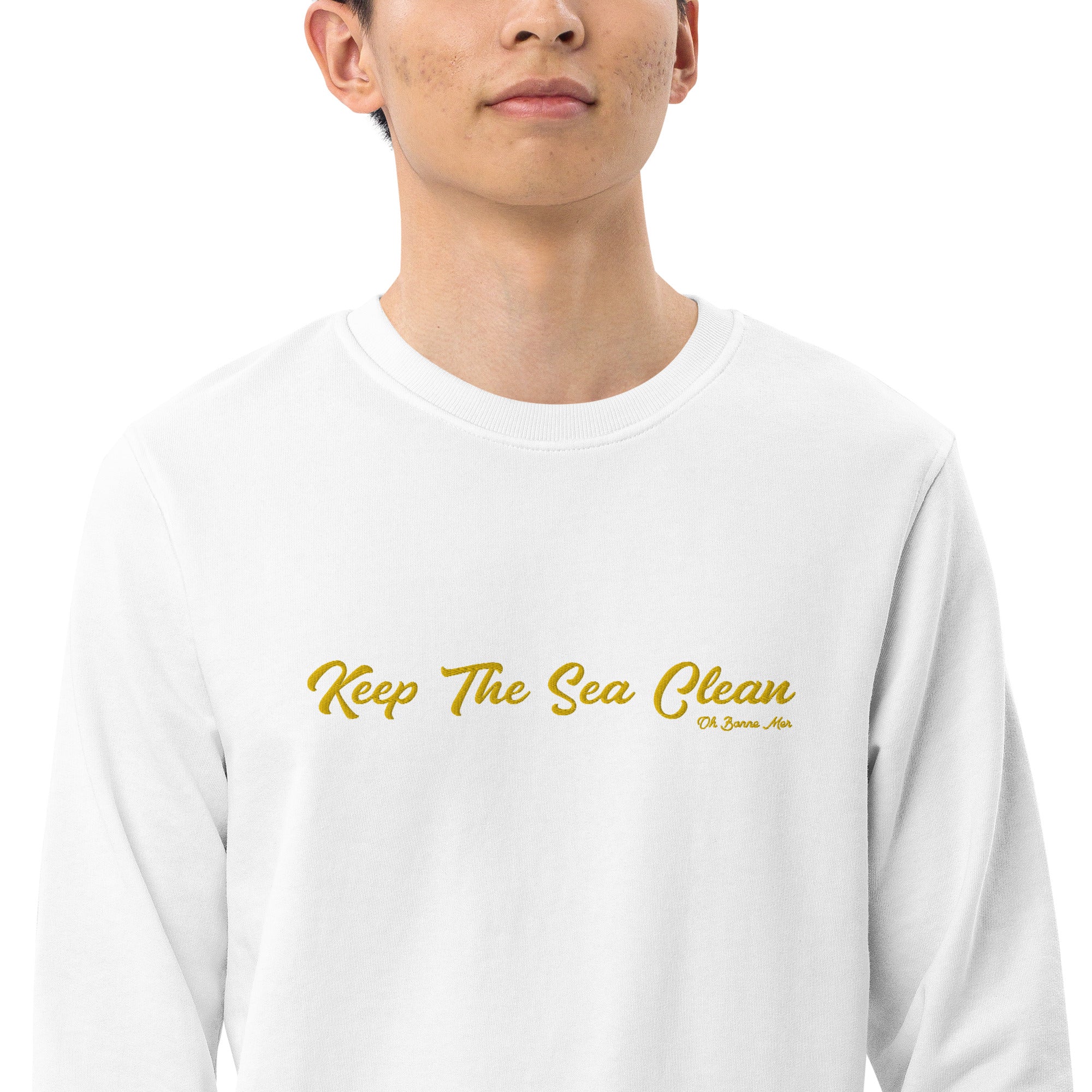 Sweat écologique unisexe Keep The Sea Clean grand motif doré brodé