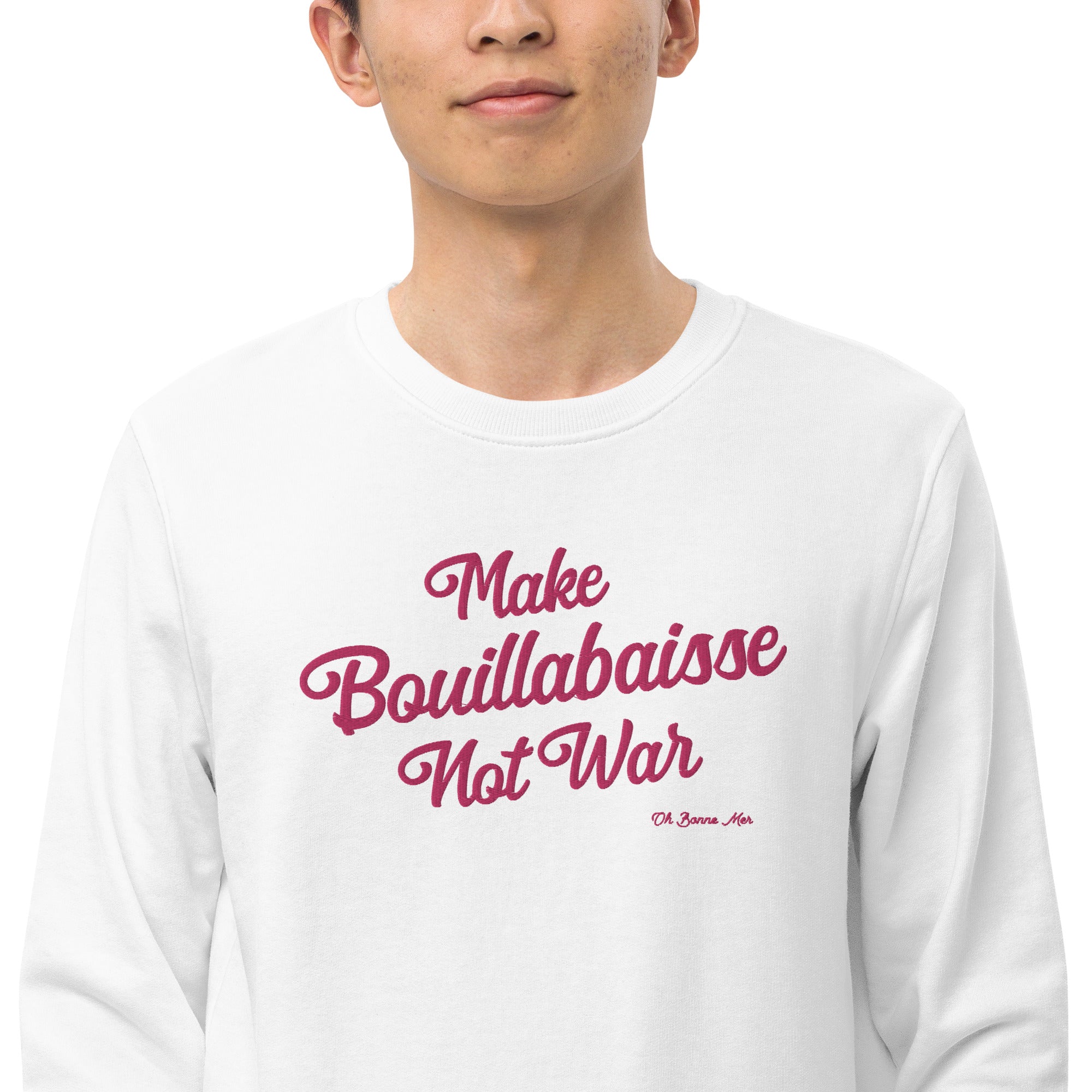 Sweat écologique unisexe Make Bouillabaisse Not War grand motif flamingo brodé