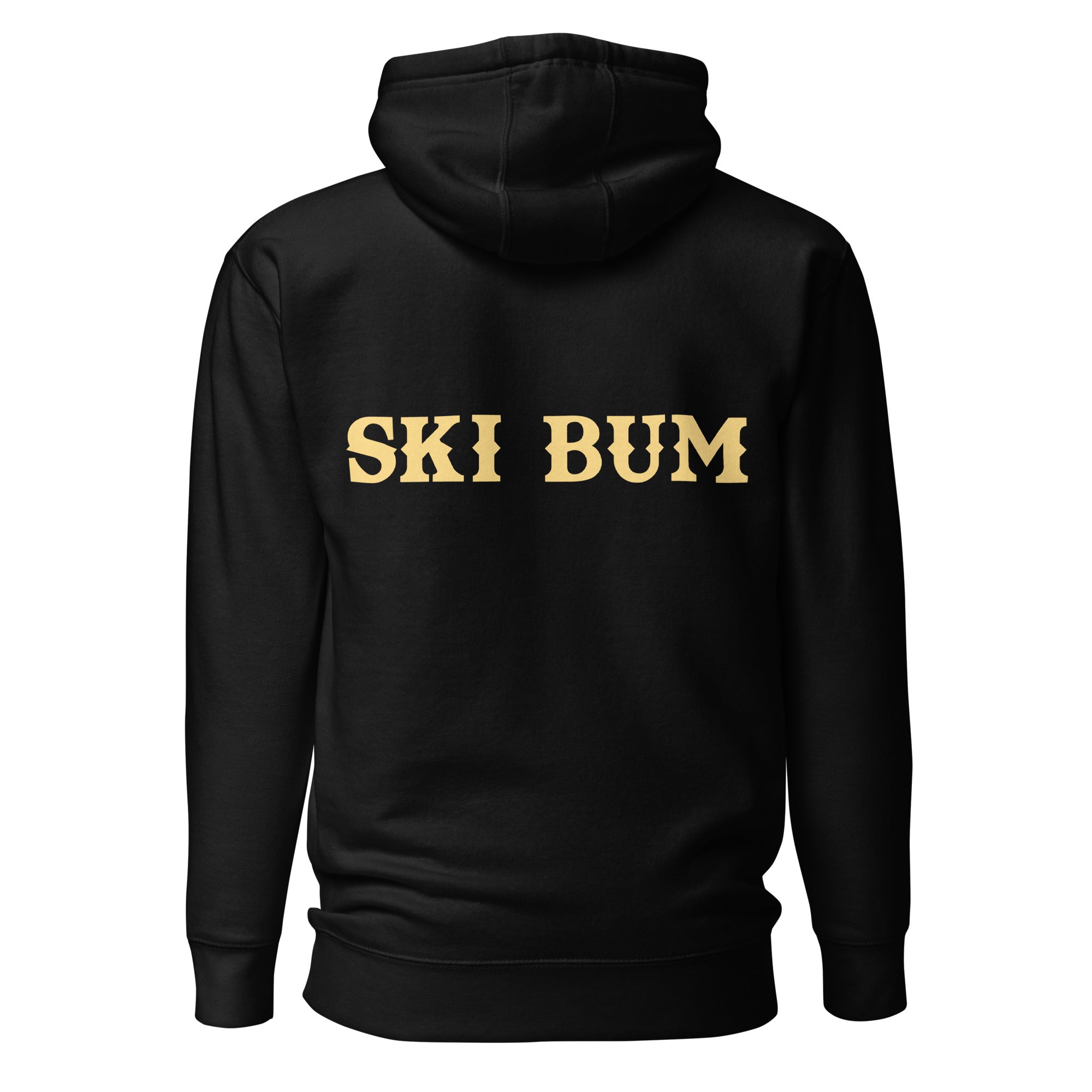 Sweat à capuche unisexe en coton Ski Bum texte clair (face & dos)