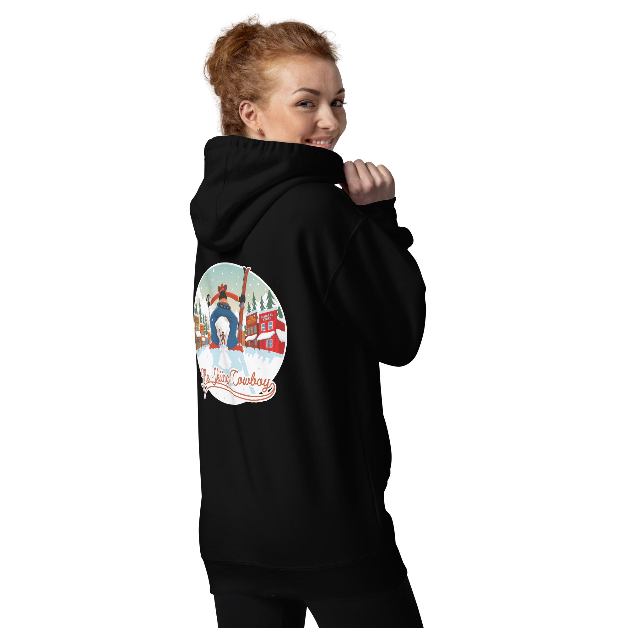 Sweat à capuche unisexe en coton Ski Fight at OK Corral (face & dos)