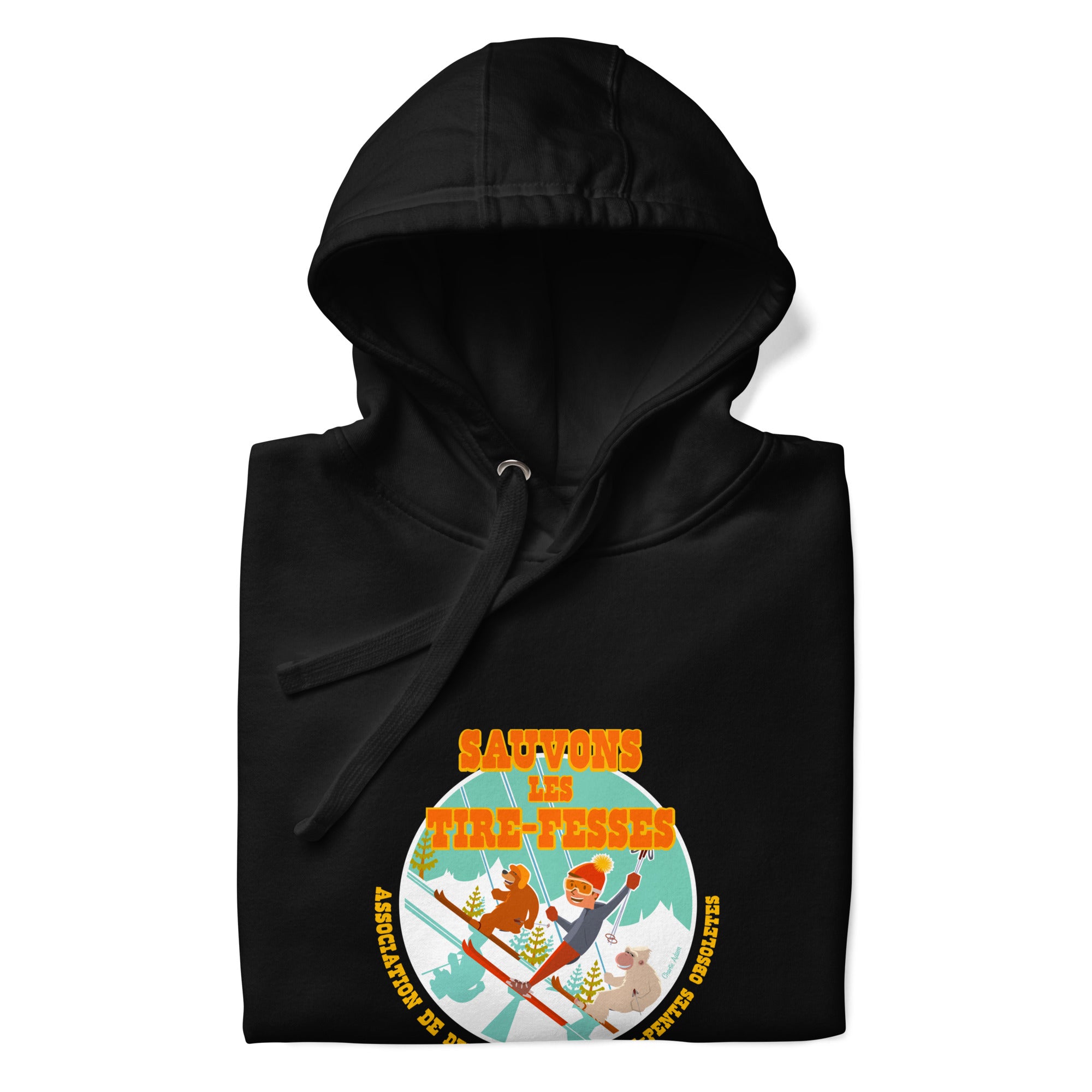 Sweat à capuche unisexe en coton Sauvons les Tires-fesses (face & dos)